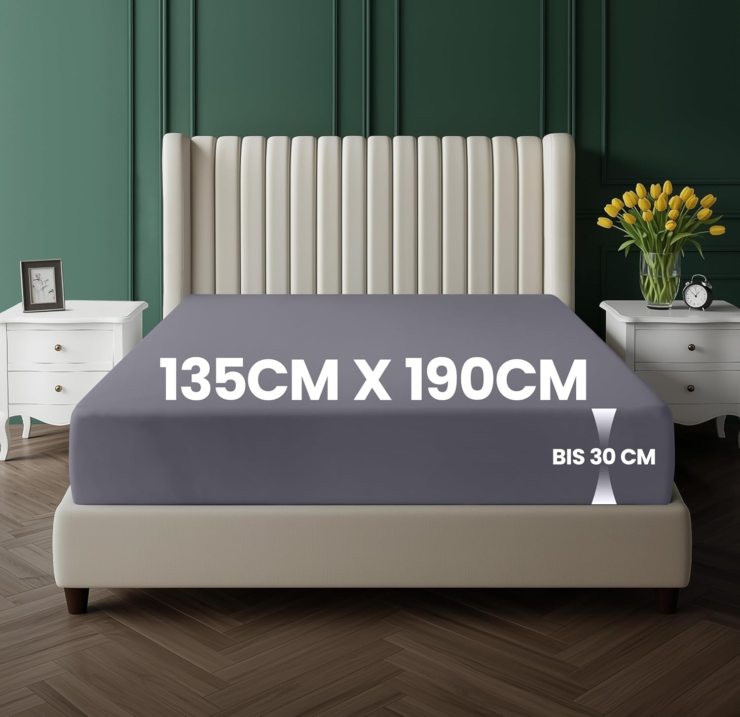 image:imageUtopia Bedding Spannbettlaken 90x200cm Bis 30 cm BeigeGrau