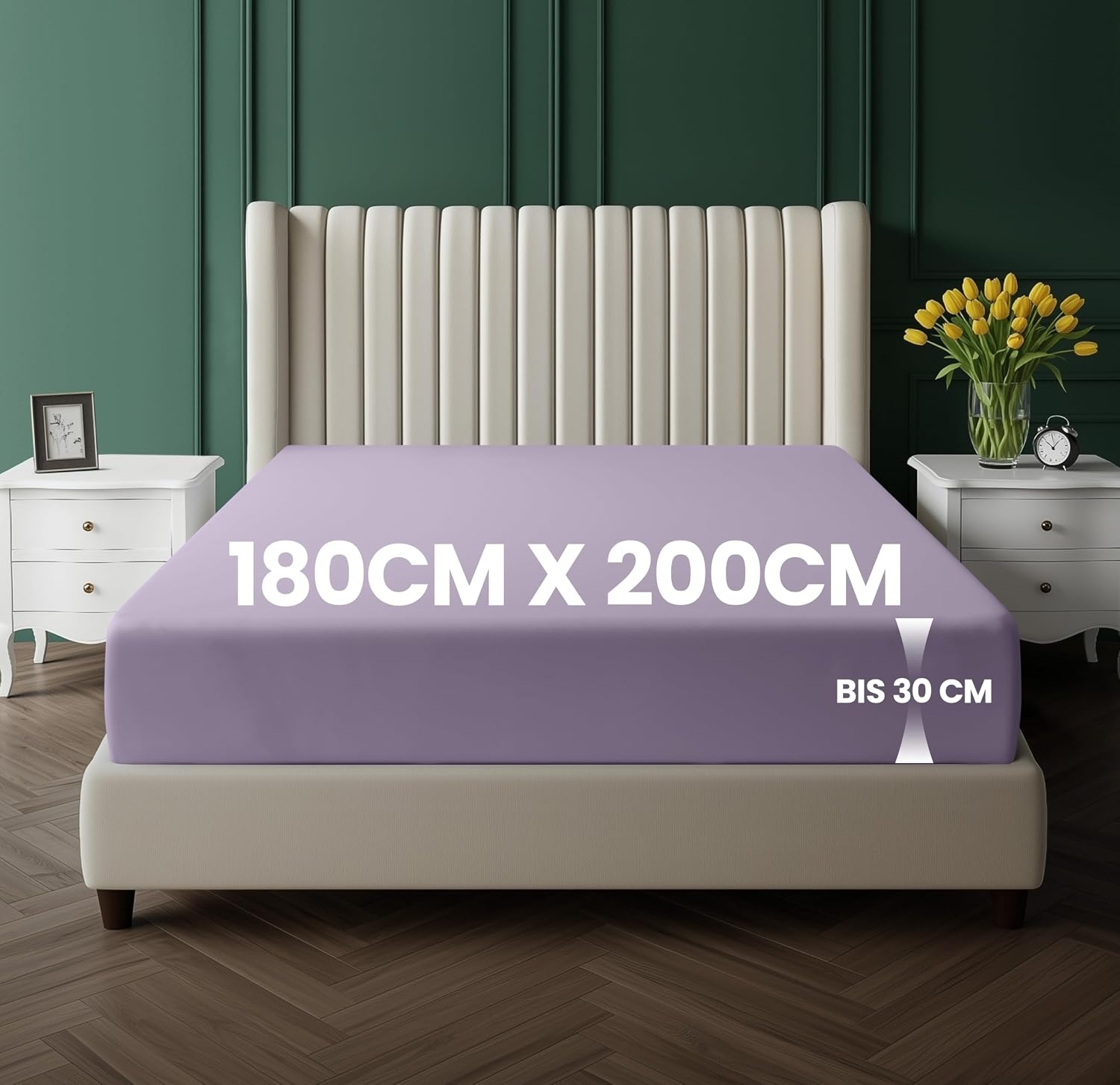 image:imageUtopia Bedding Spannbettlaken 90x200cm Bis 30 cm BeigeLavendel