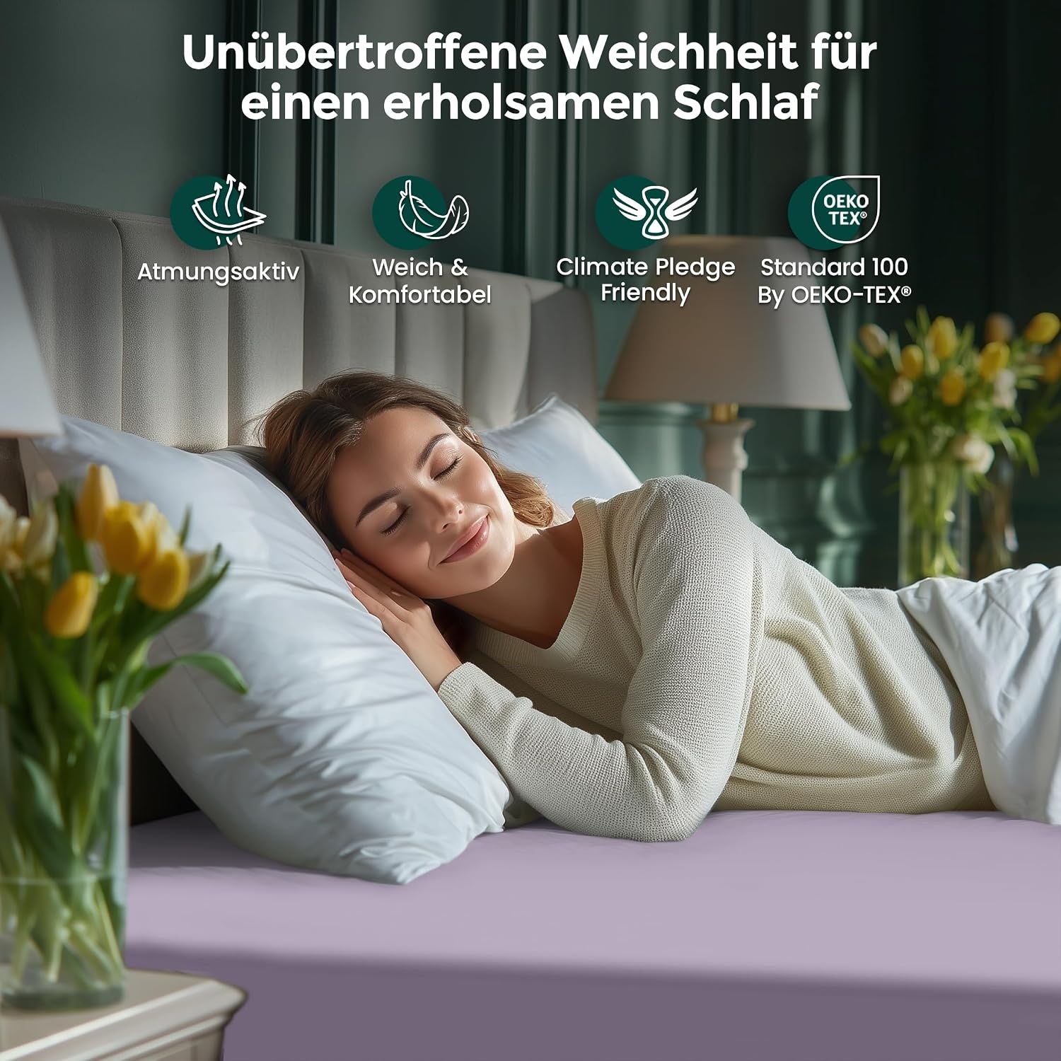 image:imageUtopia Bedding Spannbettlaken 90x200cm Bis 30 cm BeigeLavendel