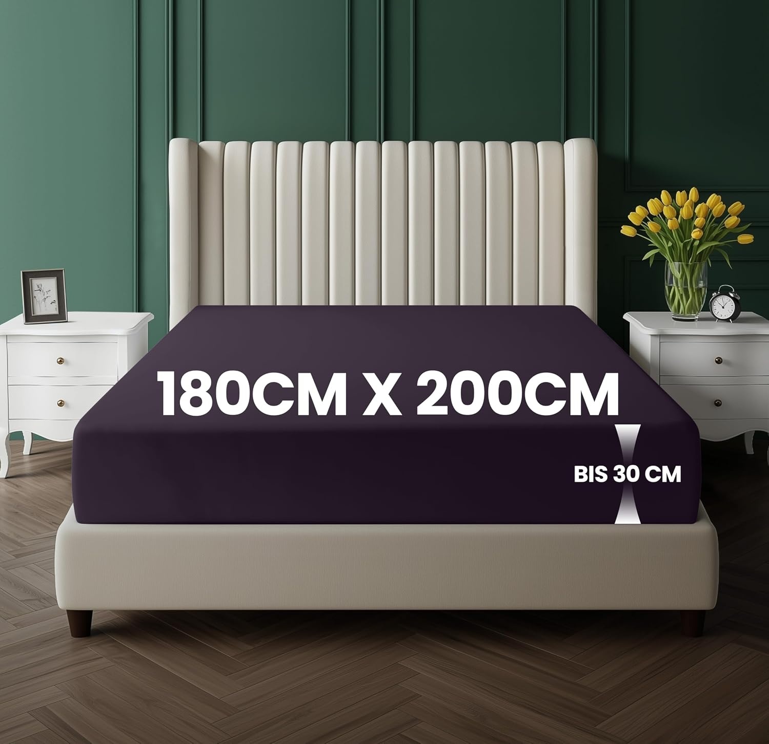 image:imageUtopia Bedding Spannbettlaken 90x200cm Bis 30 cm BeigeLila
