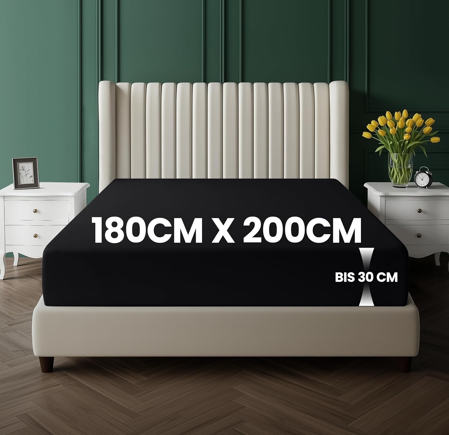 image:imageUtopia Bedding Spannbettlaken 90x200cm Bis 30 cm BeigeSchwarz