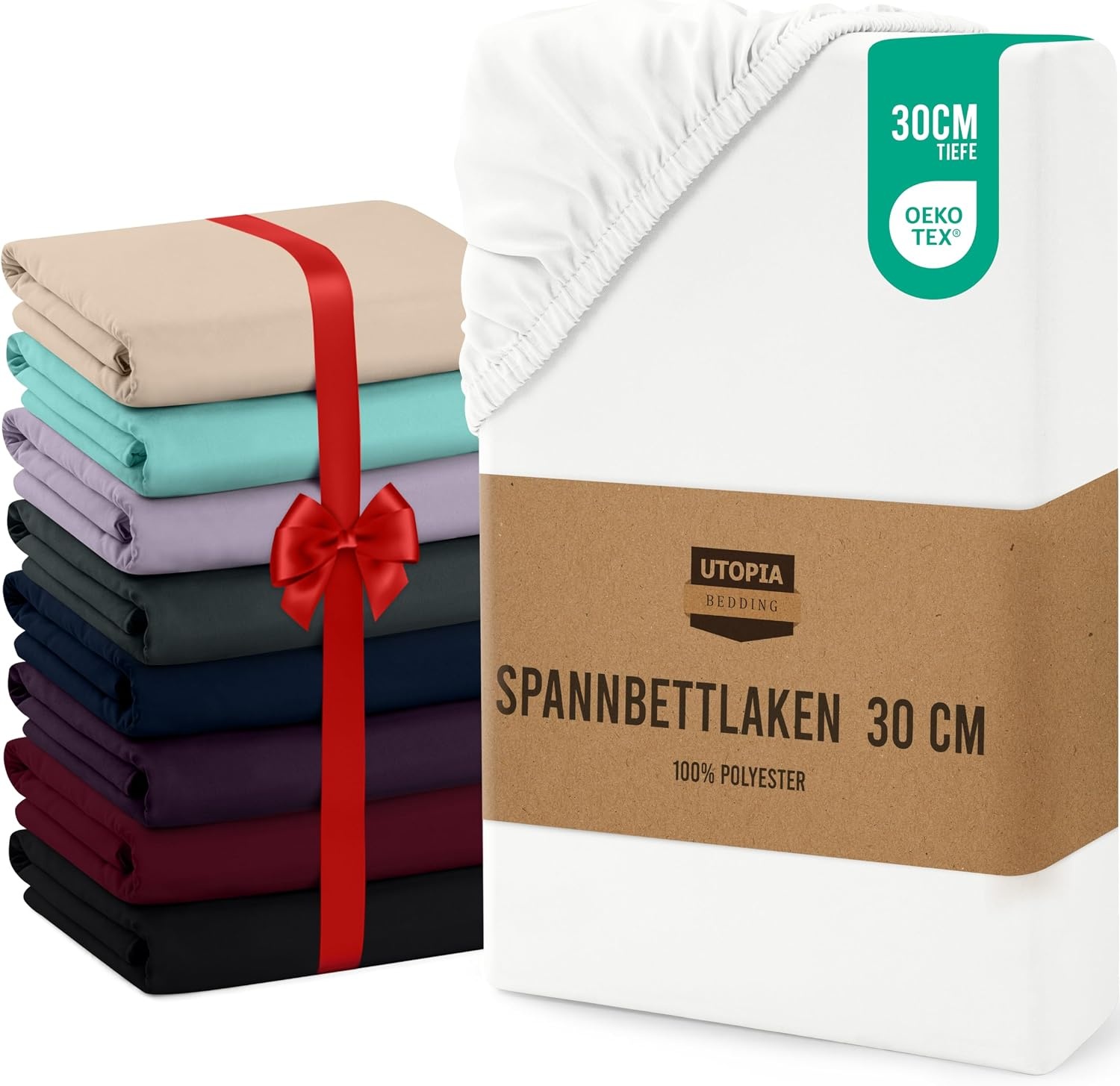 image:imageUtopia Bedding Spannbettlaken 90x200cm Bis 30 cm BeigeWei
