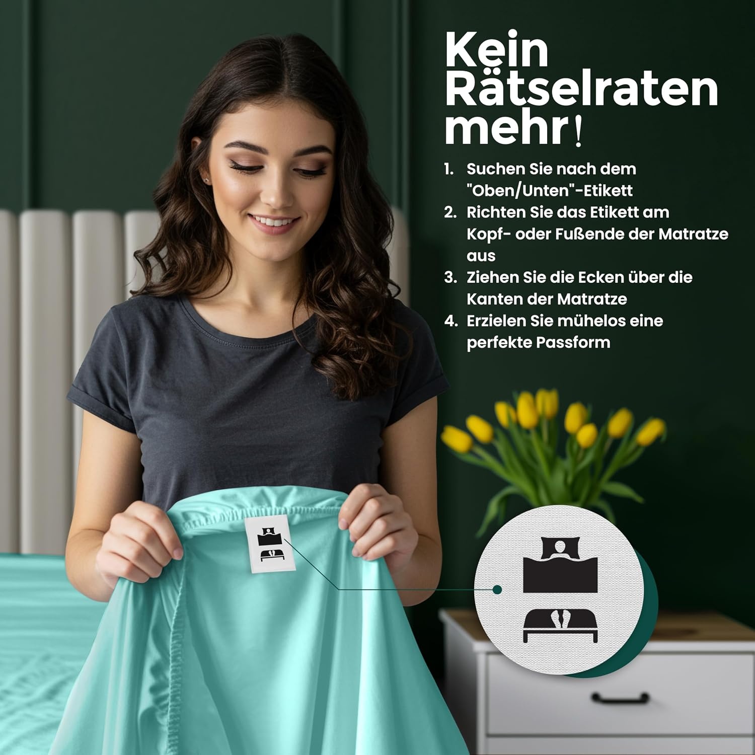 image:imageUtopia Bedding Spannbettlaken 90x200cm Bis 30 cm SchwarzSpa Blau