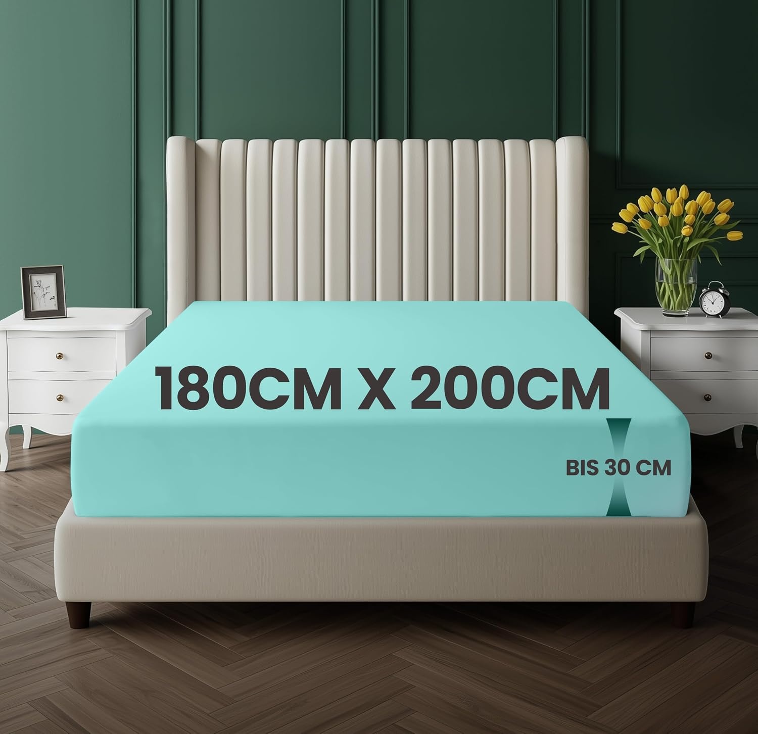 image:imageUtopia Bedding Spannbettlaken 90x200cm Bis 30 cm SchwarzSpa Blau