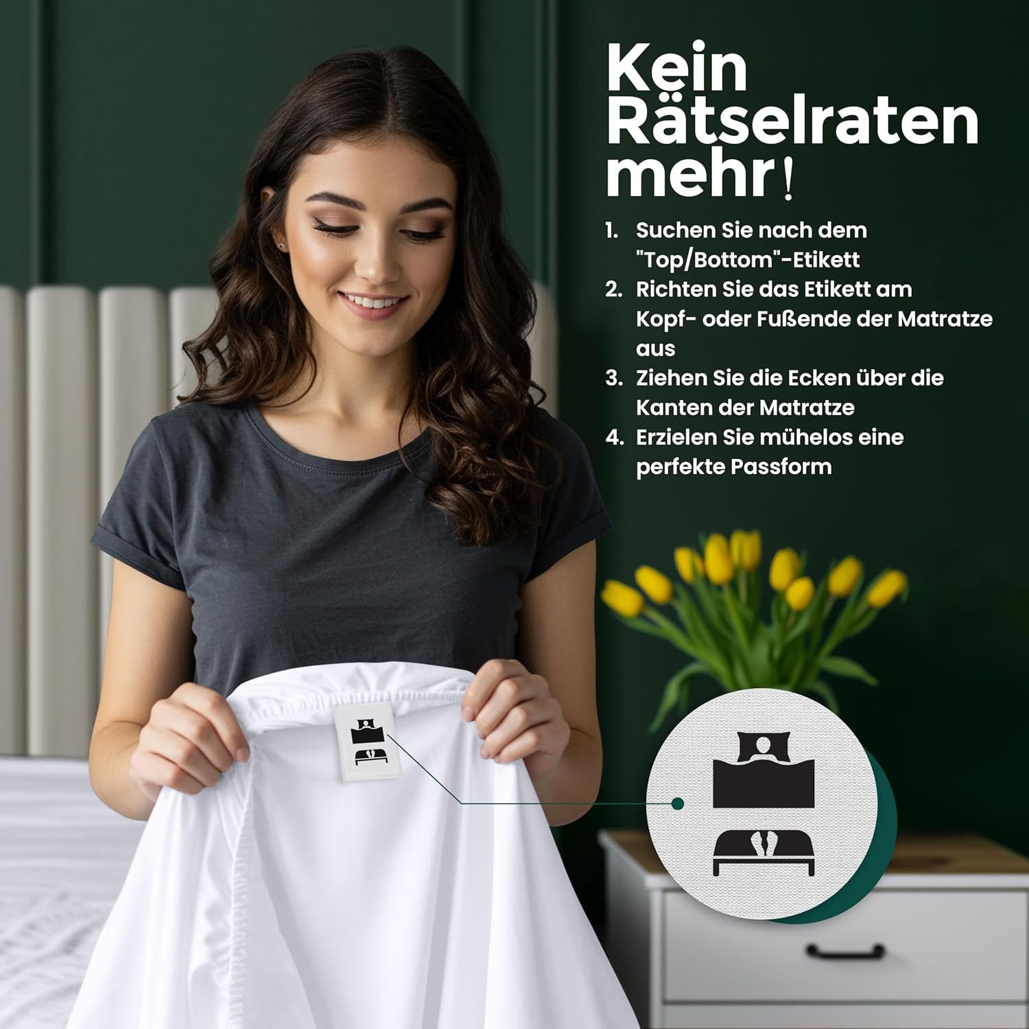 image:imageUtopia Bedding Spannbettlaken 90x200cm Bis 30 cm SchwarzWei