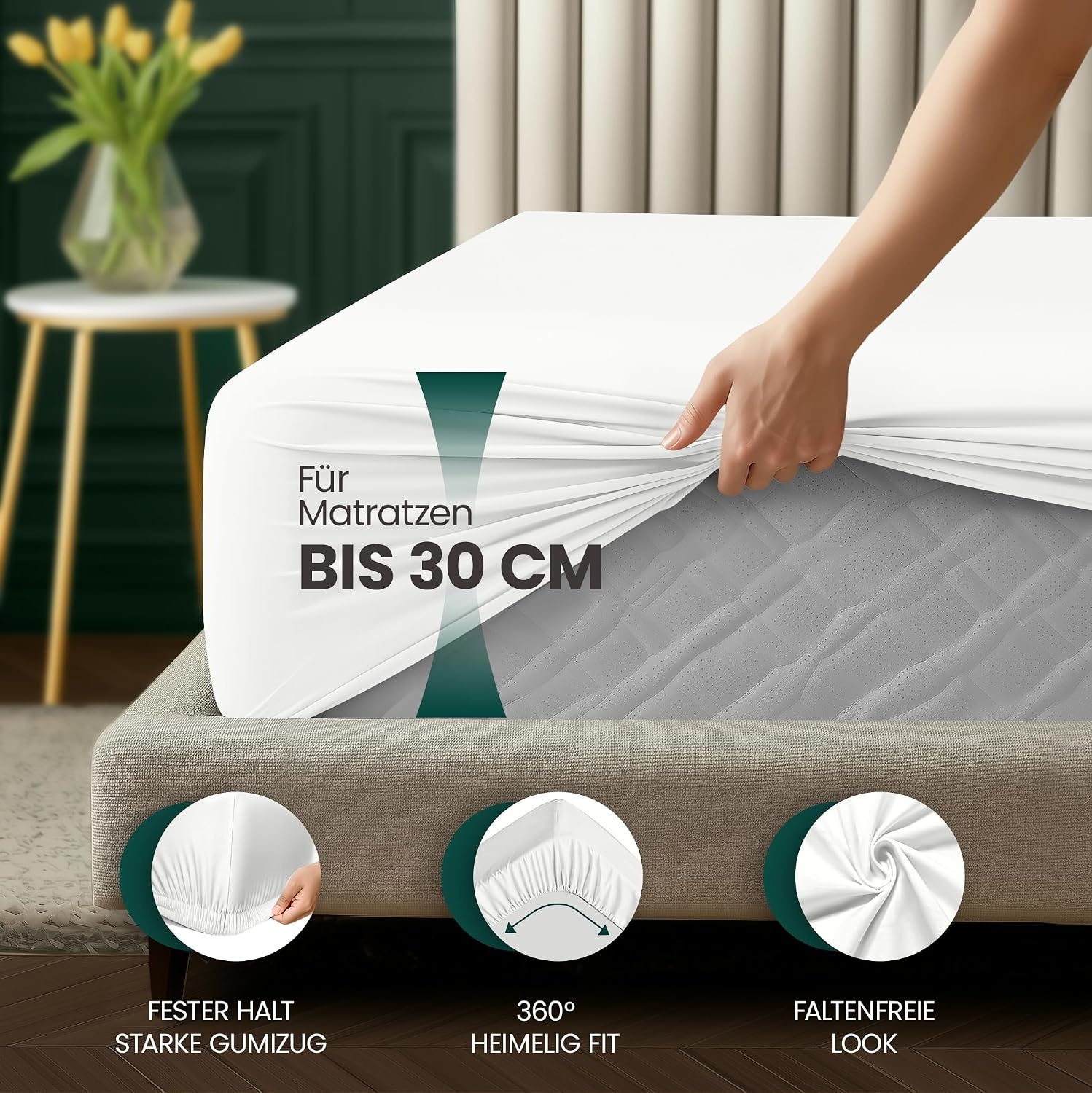 image:imageUtopia Bedding Spannbettlaken 90x200cm Bis 30 cm SchwarzWei