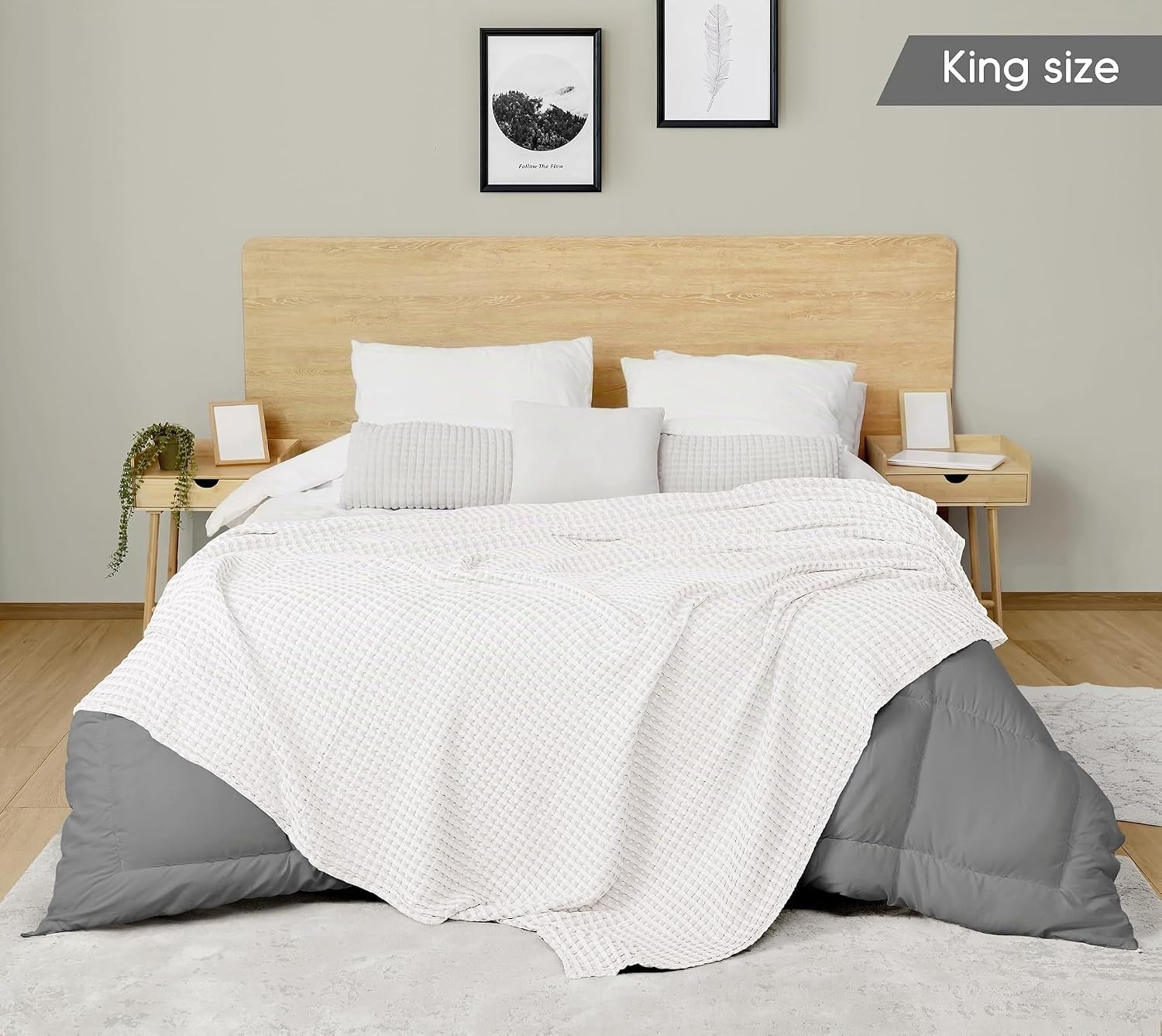 image:imageUtopia Bedding 100 Baumwolle Waffeldecke Kuschedecke 300 GSM Anthrazitgrau 274 x 228 cm weiche leichte atmungsaktive tagesdecke Sofa amp Couch berwurf fr alle JahreszeitenWei