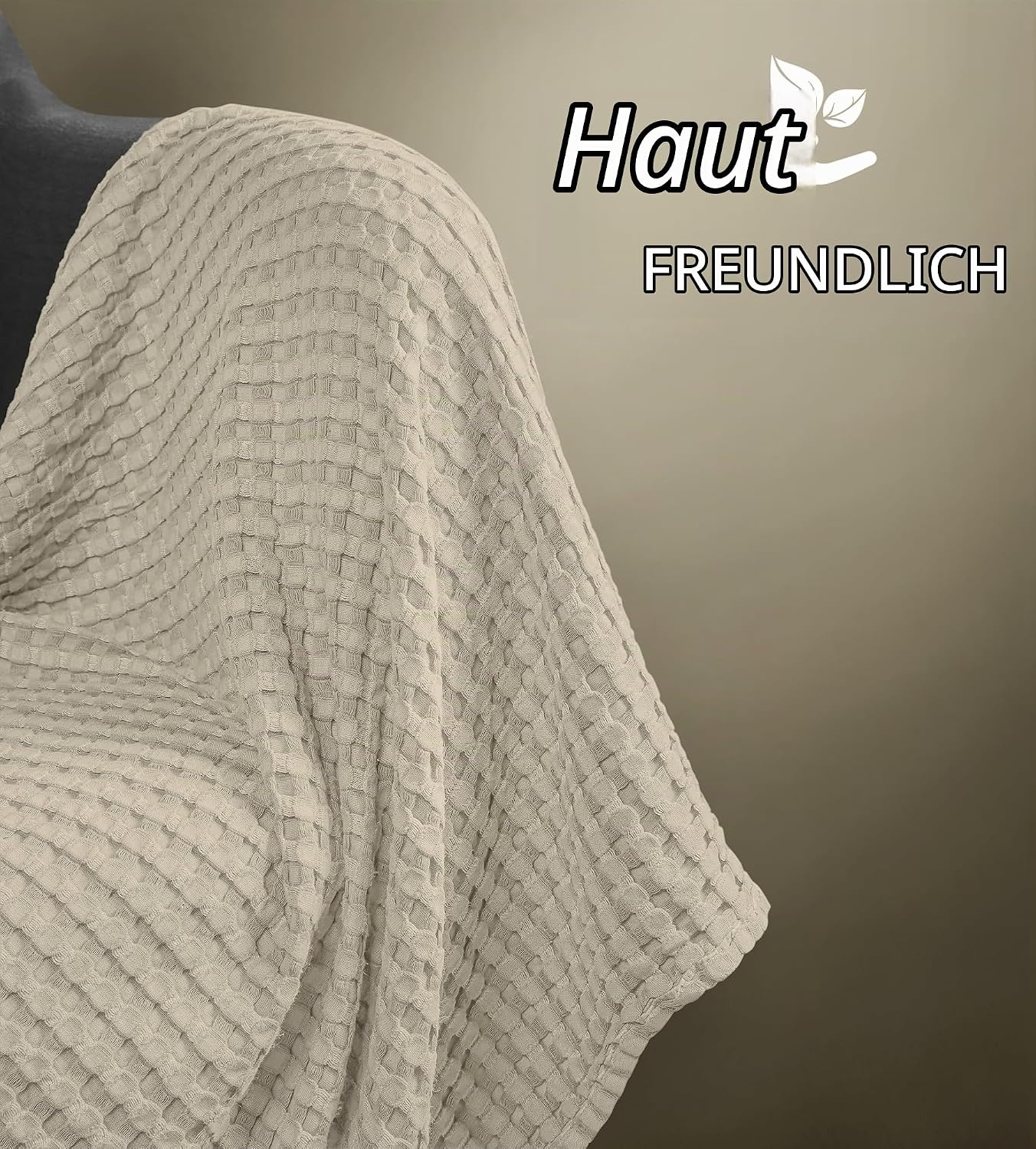 image:imageUtopia Bedding 100 Baumwolle Waffeldecke Kuschedecke 300 GSM Anthrazitgrau 274 x 228 cm weiche leichte atmungsaktive tagesdecke Sofa amp Couch berwurf fr alle JahreszeitenKhaki
