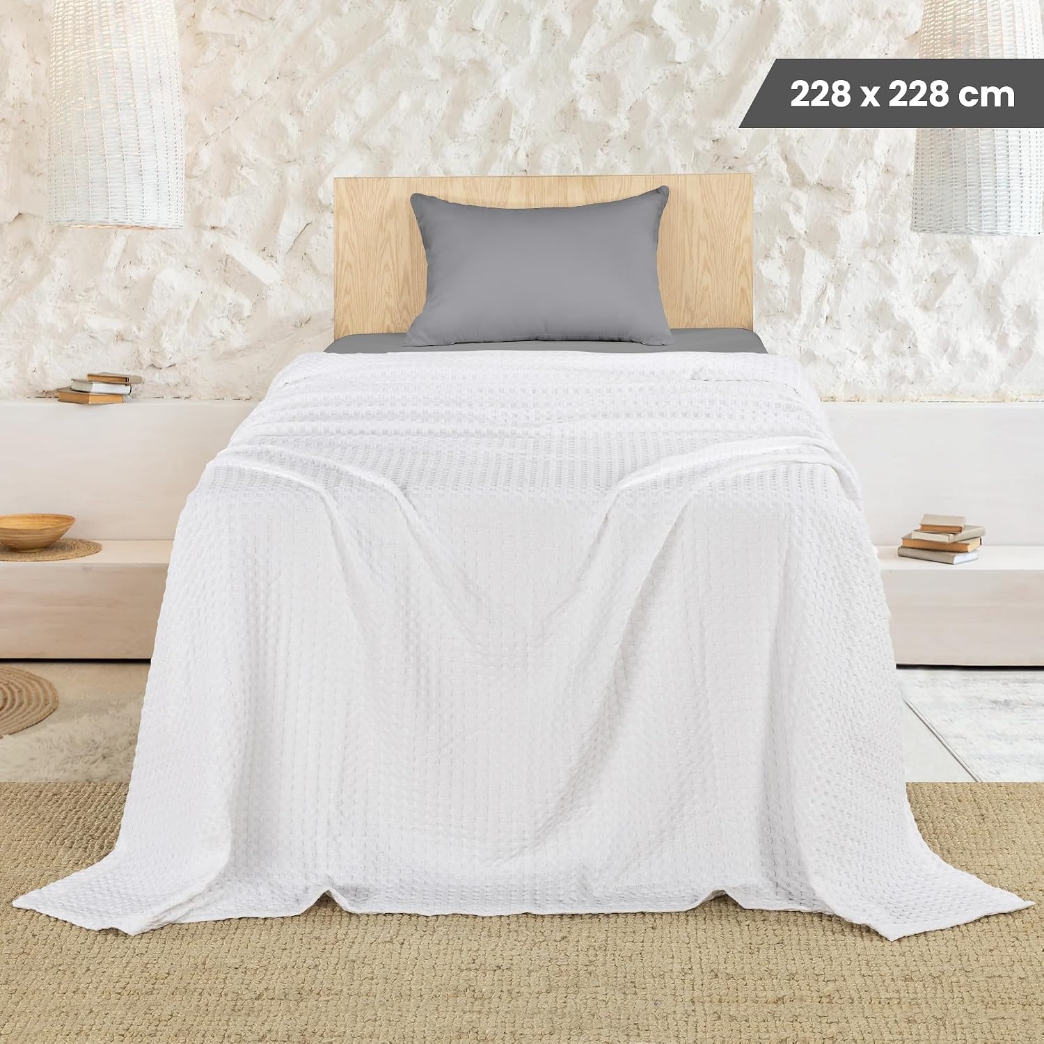 image:imageUtopia Bedding 100 Baumwolle Waffeldecke Kuschedecke 300 GSM Anthrazitgrau 274 x 228 cm weiche leichte atmungsaktive tagesdecke Sofa amp Couch berwurf fr alle JahreszeitenWei