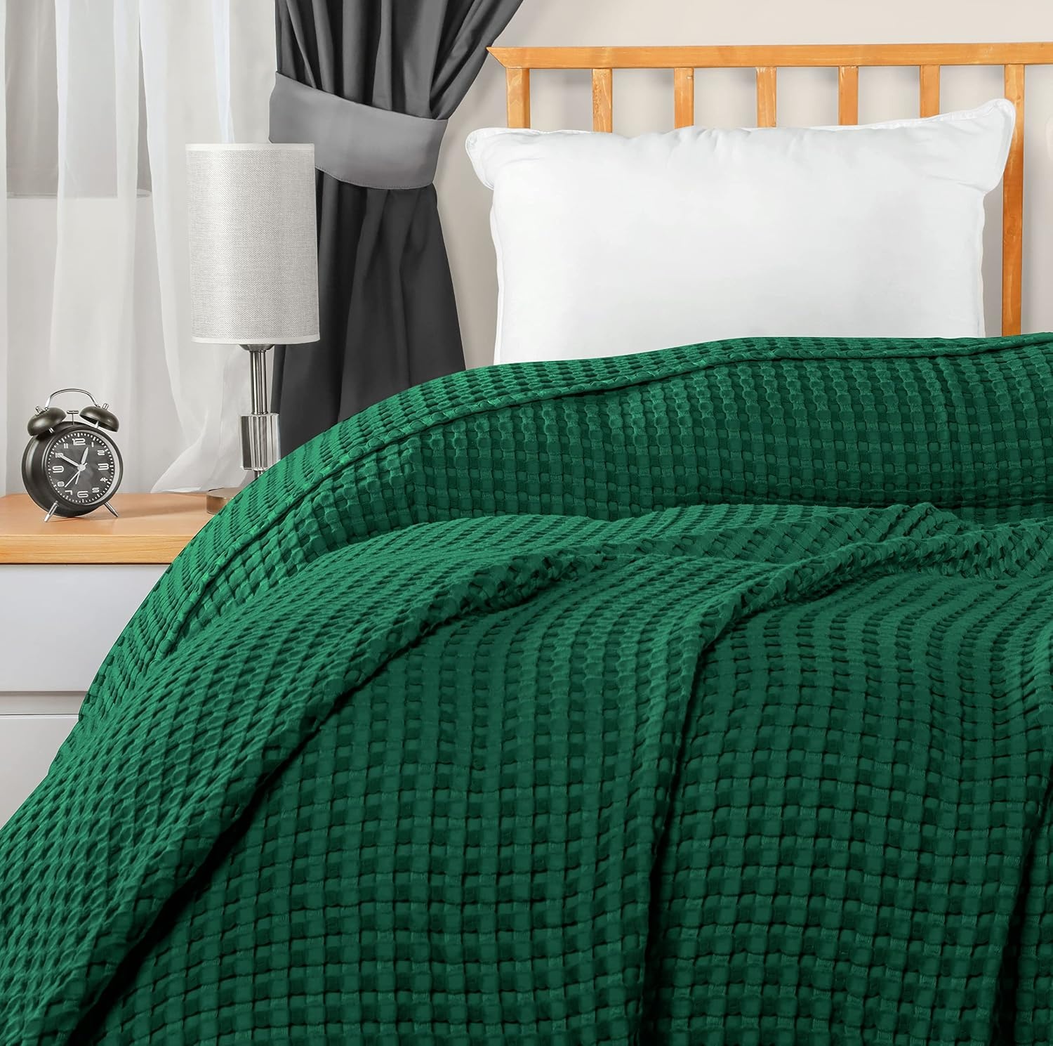 image:imageUtopia Bedding 100 Baumwolle Waffeldecke Kuschedecke 300 GSM Anthrazitgrau 274 x 228 cm weiche leichte atmungsaktive tagesdecke Sofa amp Couch berwurf fr alle JahreszeitenWaldgrn