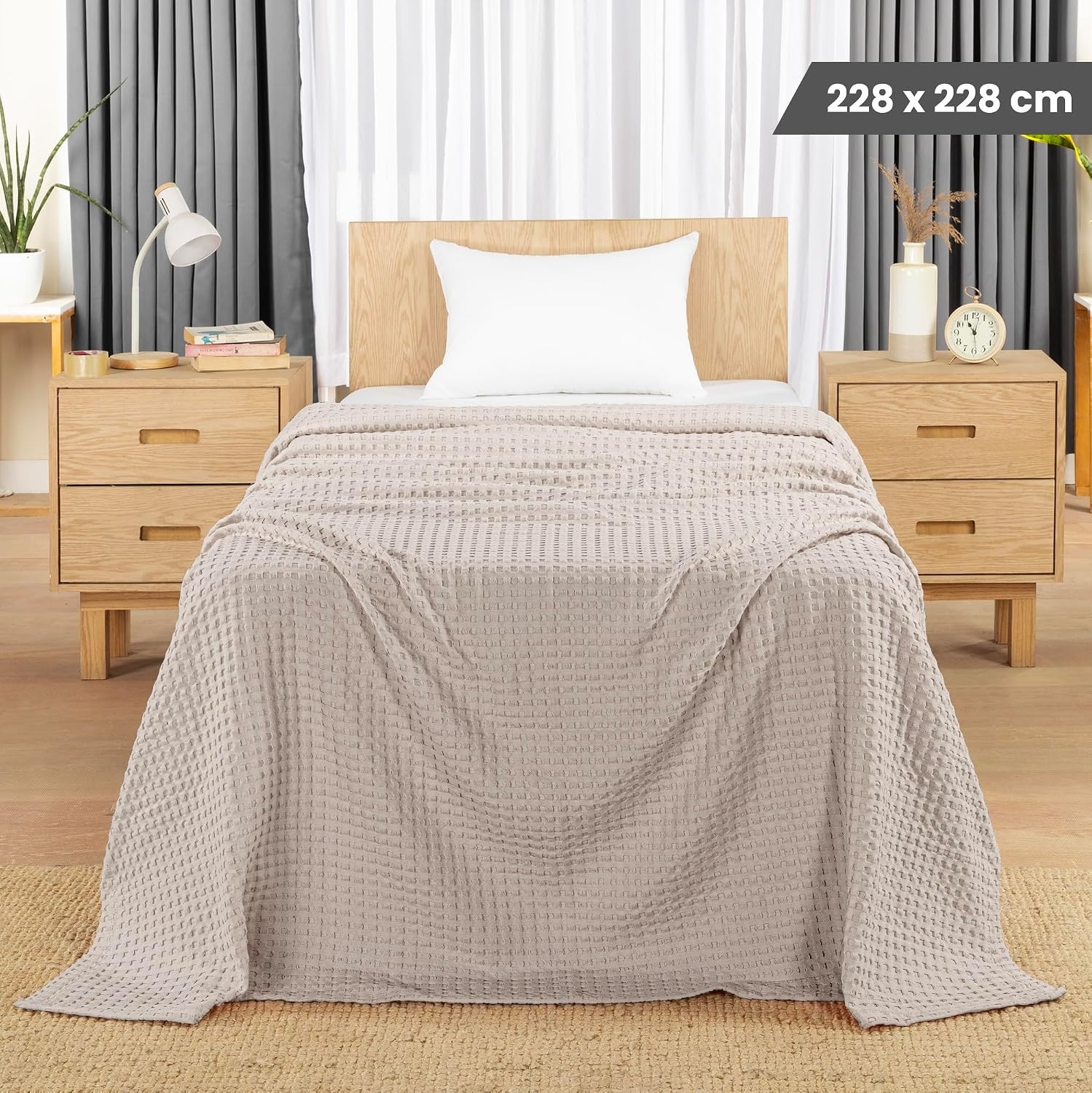 image:imageUtopia Bedding 100 Baumwolle Waffeldecke Kuschedecke 300 GSM Anthrazitgrau 274 x 228 cm weiche leichte atmungsaktive tagesdecke Sofa amp Couch berwurf fr alle JahreszeitenKhaki