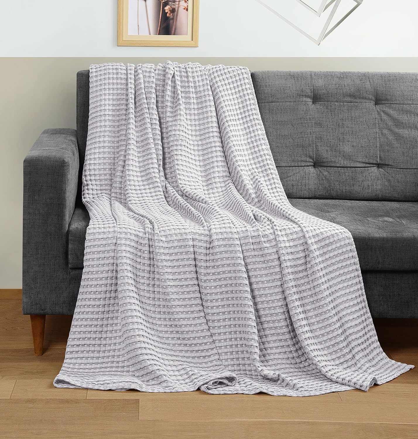 image:imageUtopia Bedding 100 Baumwolle Waffeldecke Kuschedecke 300 GSM Anthrazitgrau 274 x 228 cm weiche leichte atmungsaktive tagesdecke Sofa amp Couch berwurf fr alle JahreszeitenSilber