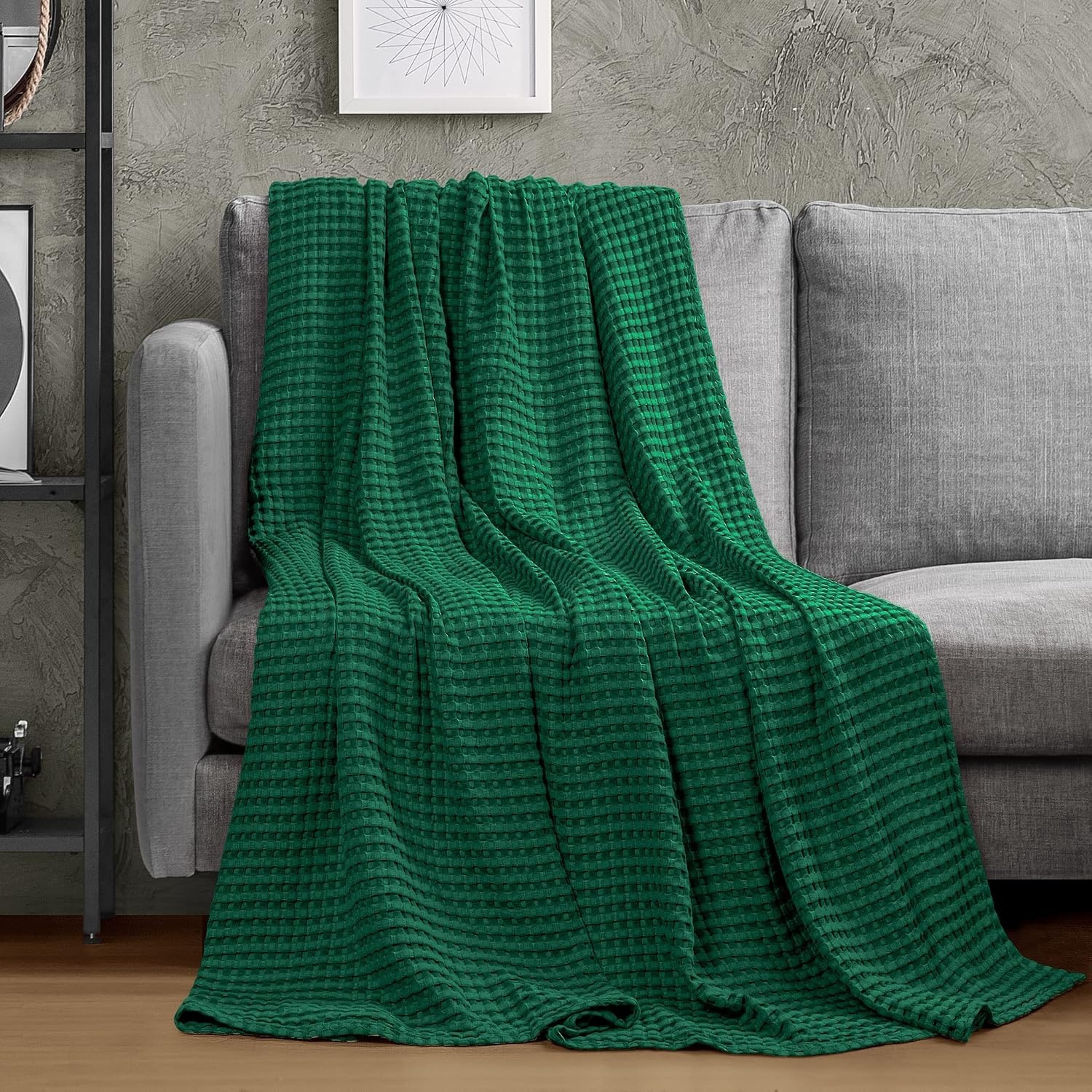 image:imageUtopia Bedding 100 Baumwolle Waffeldecke Kuschedecke 300 GSM Anthrazitgrau 274 x 228 cm weiche leichte atmungsaktive tagesdecke Sofa amp Couch berwurf fr alle JahreszeitenWaldgrn