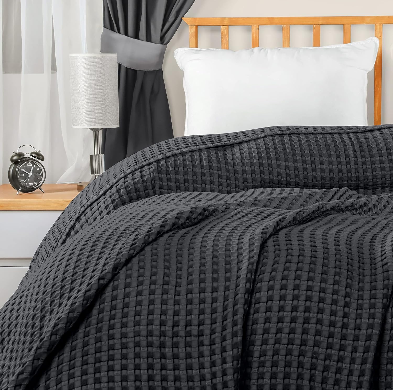 image:imageUtopia Bedding 100 Baumwolle Waffeldecke Kuschedecke 300 GSM Anthrazitgrau 274 x 228 cm weiche leichte atmungsaktive tagesdecke Sofa amp Couch berwurf fr alle JahreszeitenAnthrazit