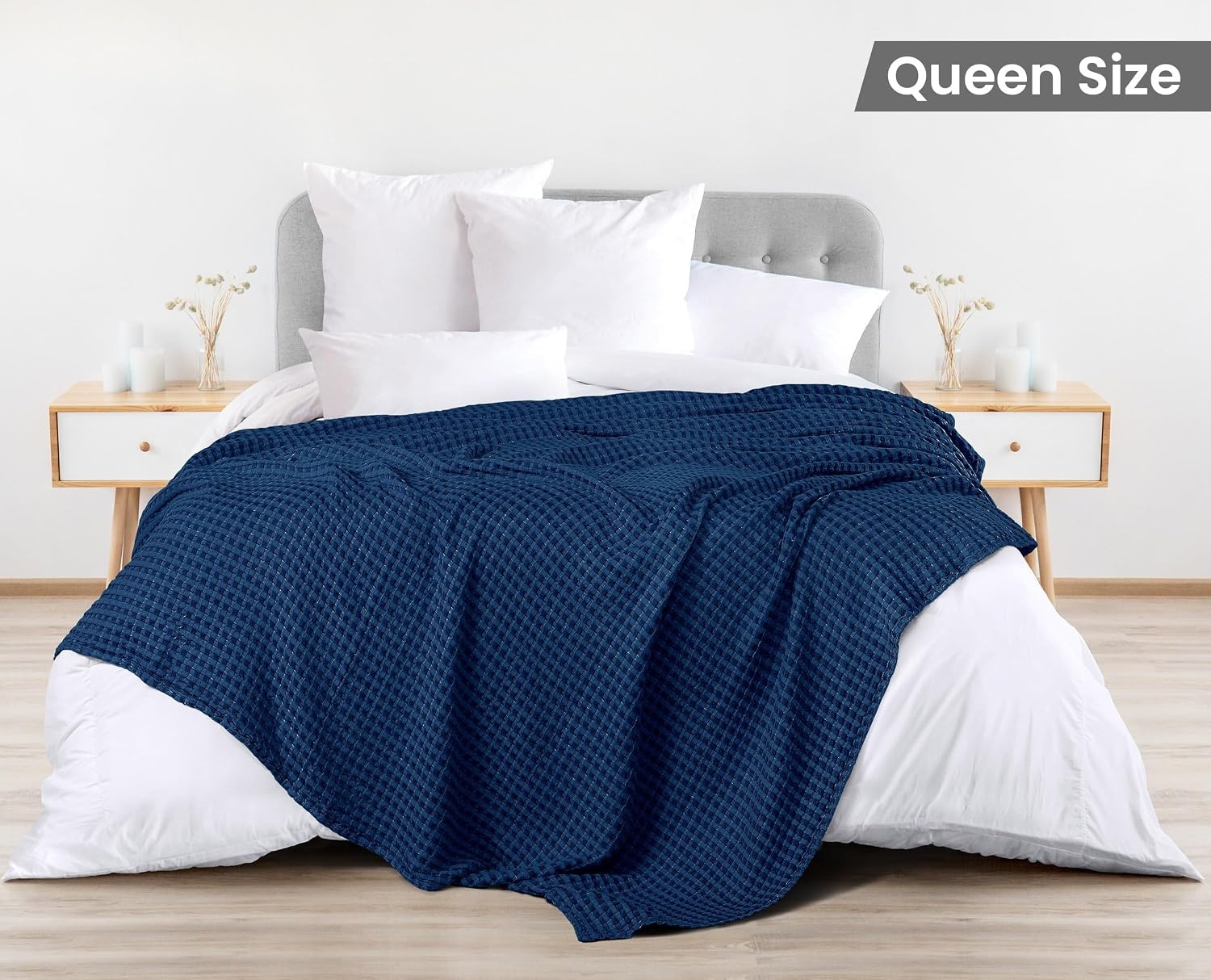 image:imageUtopia Bedding 100 Baumwolle Waffeldecke Kuschedecke 300 GSM Anthrazitgrau 274 x 228 cm weiche leichte atmungsaktive tagesdecke Sofa amp Couch berwurf fr alle JahreszeitenMarine
