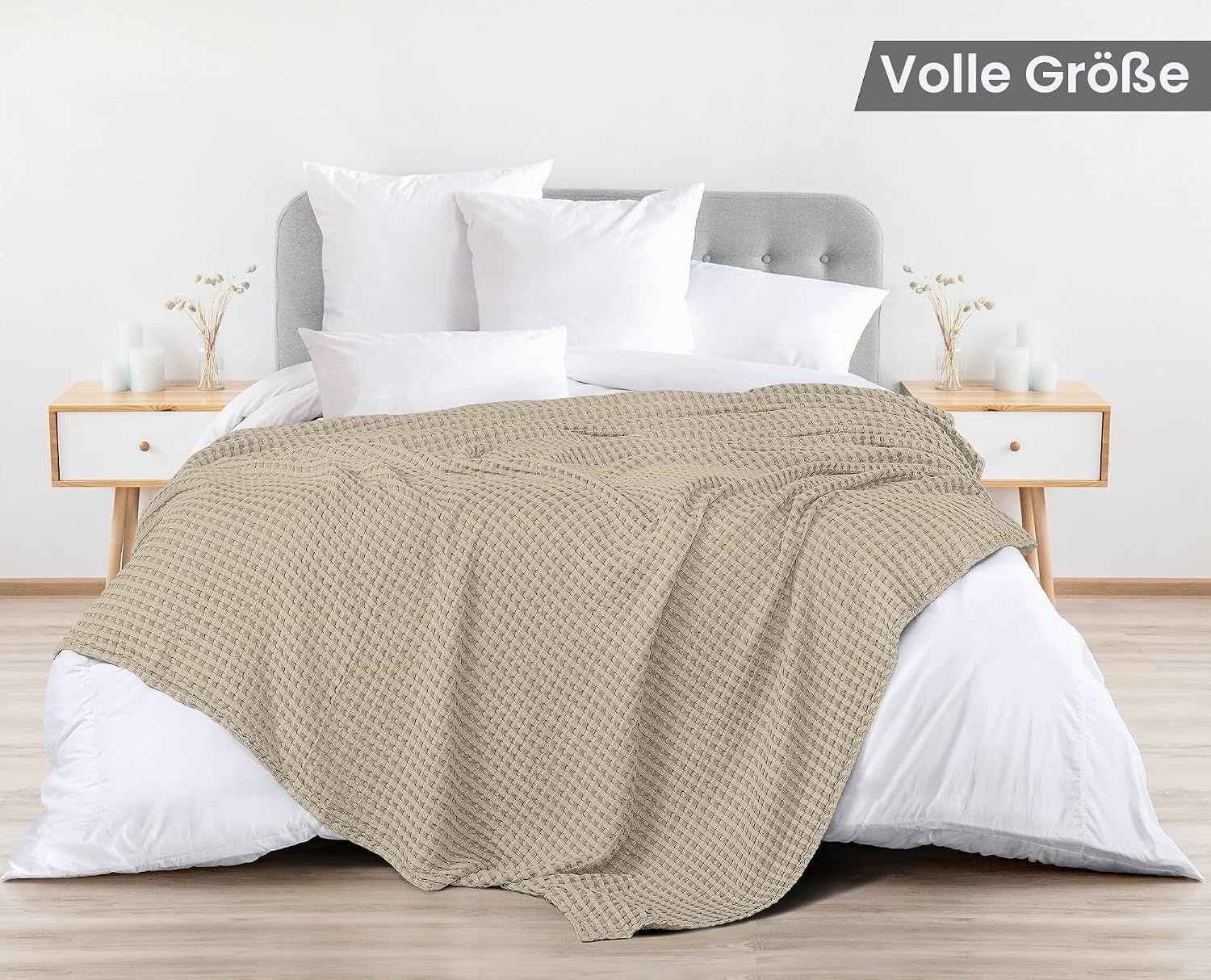 image:imageUtopia Bedding 100 Baumwolle Waffeldecke Kuschedecke 300 GSM Anthrazitgrau 274 x 228 cm weiche leichte atmungsaktive tagesdecke Sofa amp Couch berwurf fr alle JahreszeitenKhaki