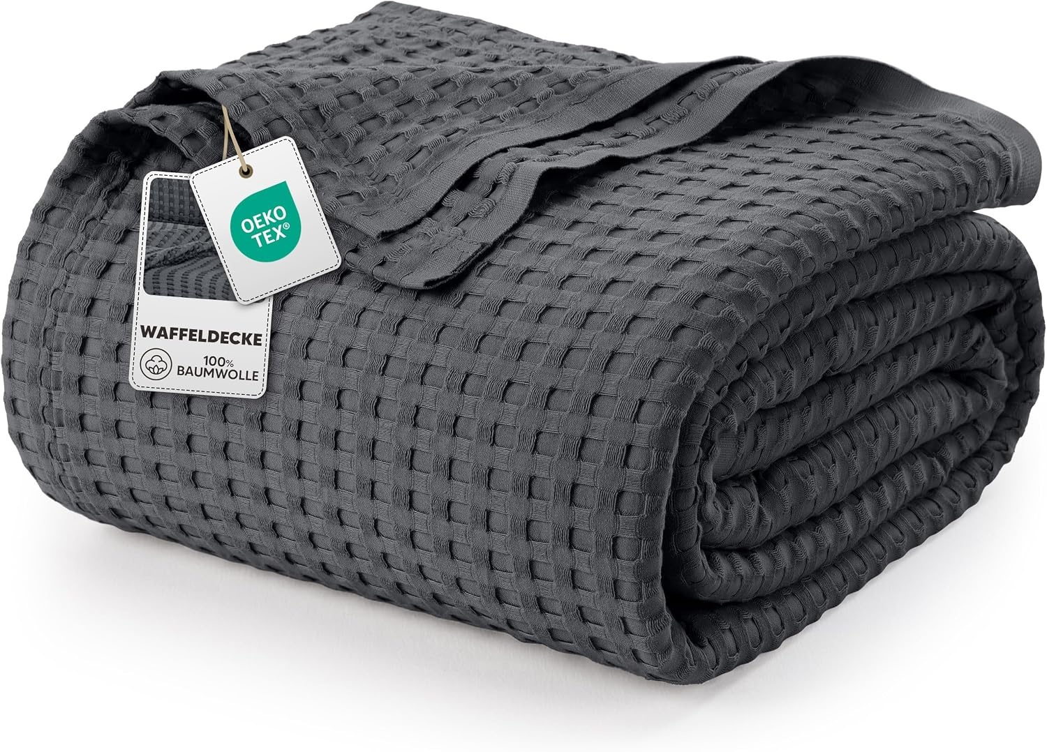 image:imageUtopia Bedding 100 Baumwolle Waffeldecke Kuschedecke 300 GSM Anthrazitgrau 274 x 228 cm weiche leichte atmungsaktive tagesdecke Sofa amp Couch berwurf fr alle JahreszeitenAnthrazitgrau