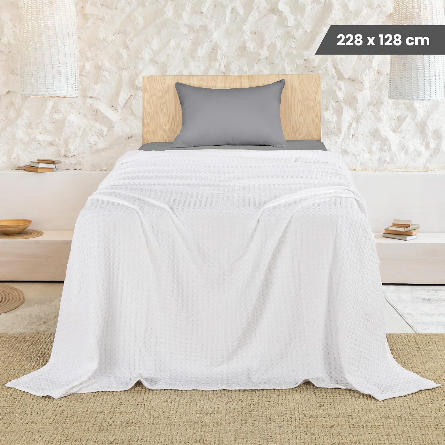image:imageUtopia Bedding 100 Baumwolle Waffeldecke Kuschedecke 300 GSM Anthrazitgrau 274 x 228 cm weiche leichte atmungsaktive tagesdecke Sofa amp Couch berwurf fr alle JahreszeitenWei