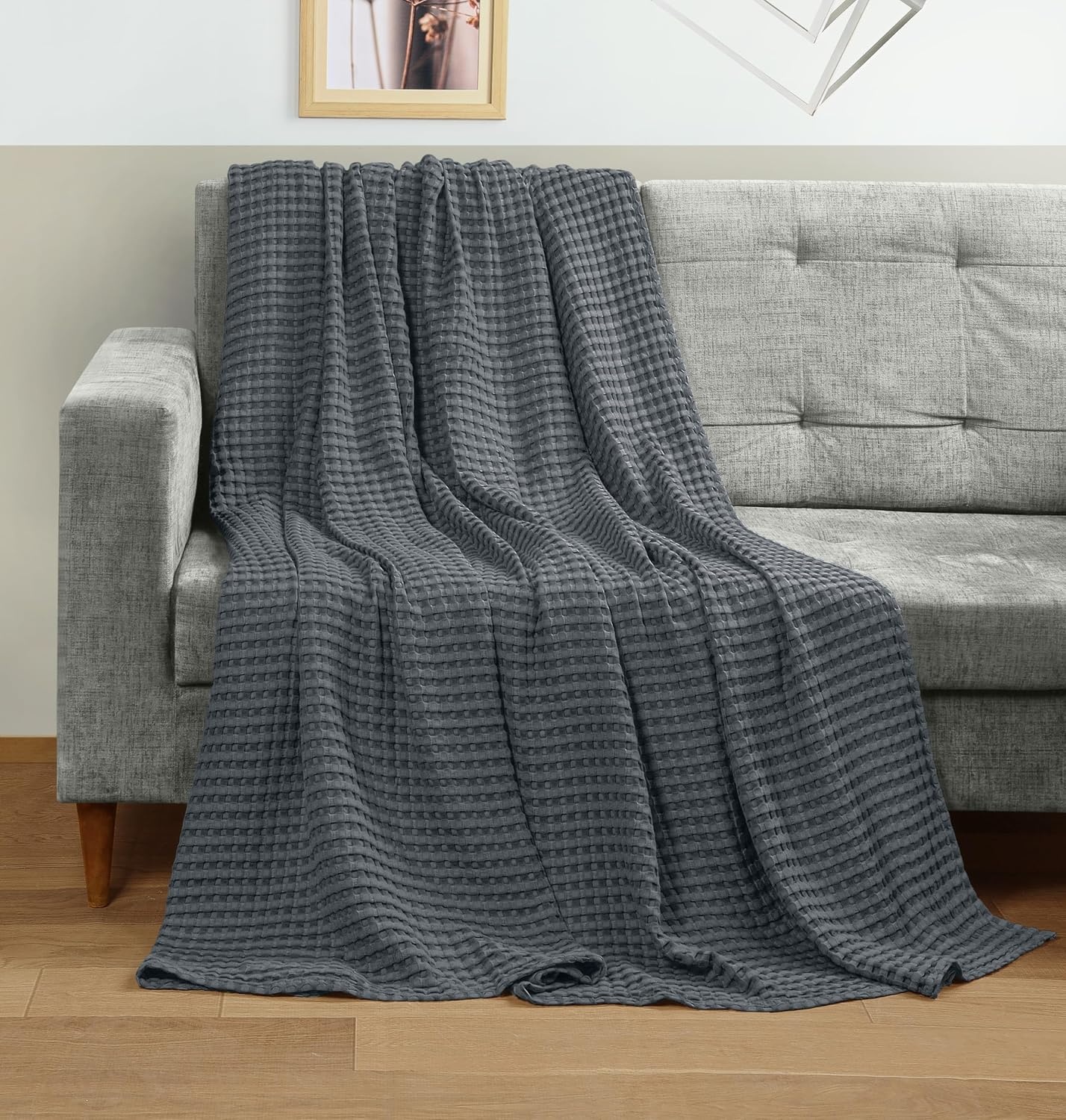 image:imageUtopia Bedding 100 Baumwolle Waffeldecke Kuschedecke 300 GSM Anthrazitgrau 274 x 228 cm weiche leichte atmungsaktive tagesdecke Sofa amp Couch berwurf fr alle JahreszeitenAnthrazitgrau