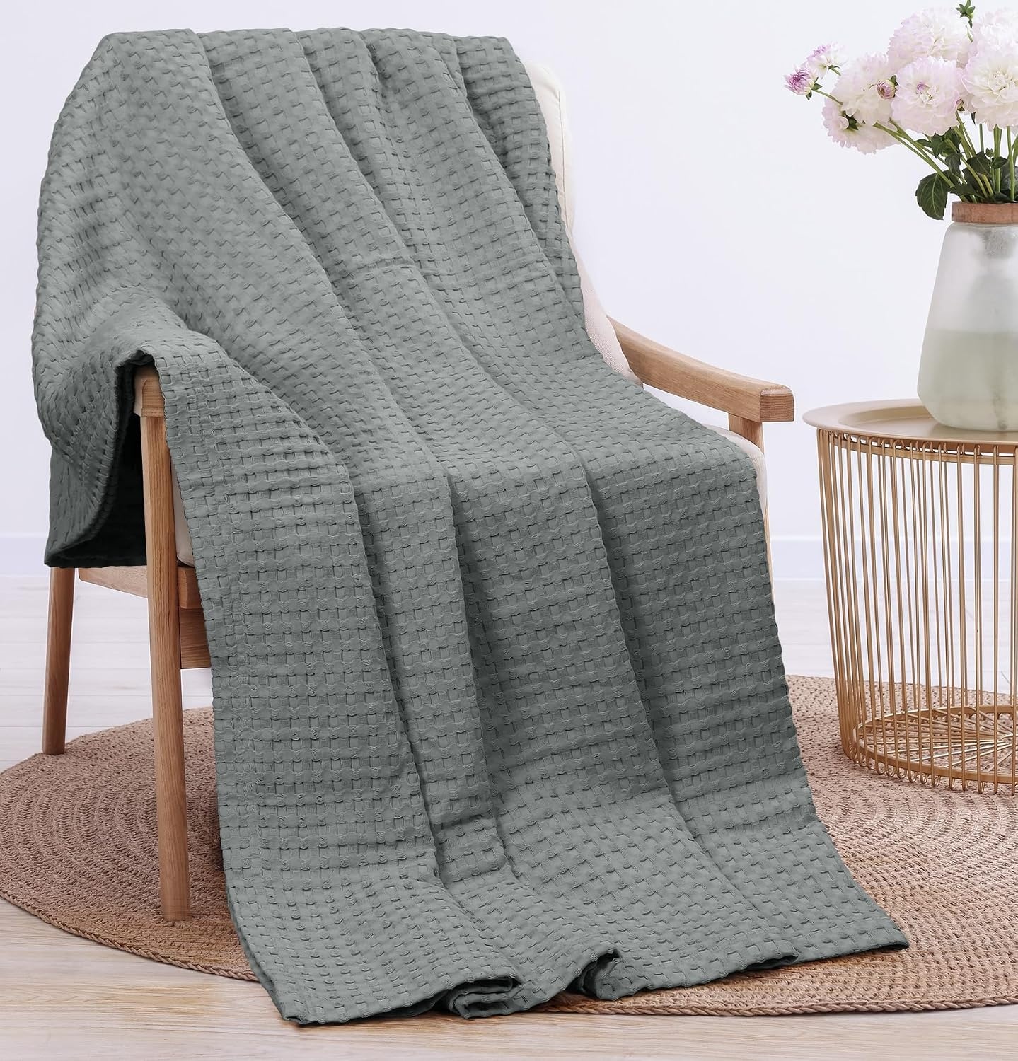 image:imageUtopia Bedding 100 Baumwolle Waffeldecke Kuschedecke 300 GSM Anthrazitgrau 274 x 228 cm weiche leichte atmungsaktive tagesdecke Sofa amp Couch berwurf fr alle JahreszeitenKhles Grau