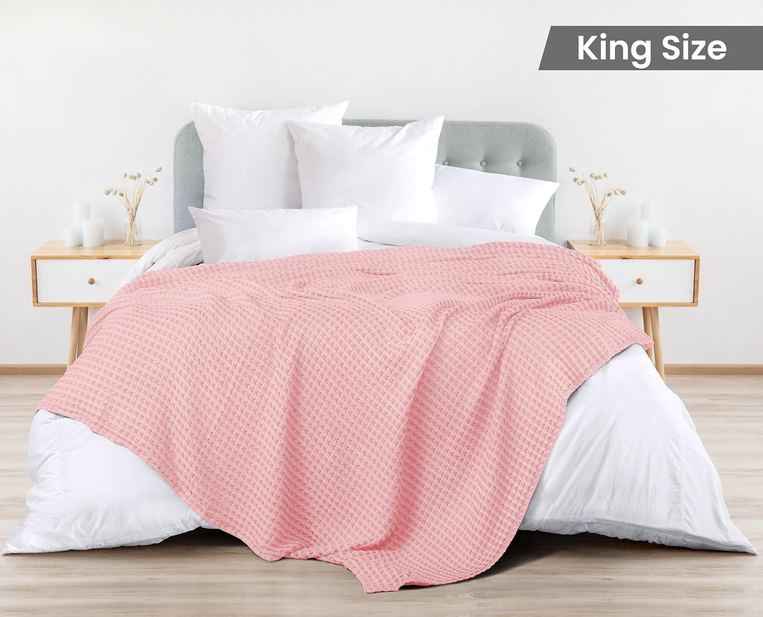 image:imageUtopia Bedding 100 Baumwolle Waffeldecke Kuschedecke 300 GSM Anthrazitgrau 274 x 228 cm weiche leichte atmungsaktive tagesdecke Sofa amp Couch berwurf fr alle JahreszeitenRosa