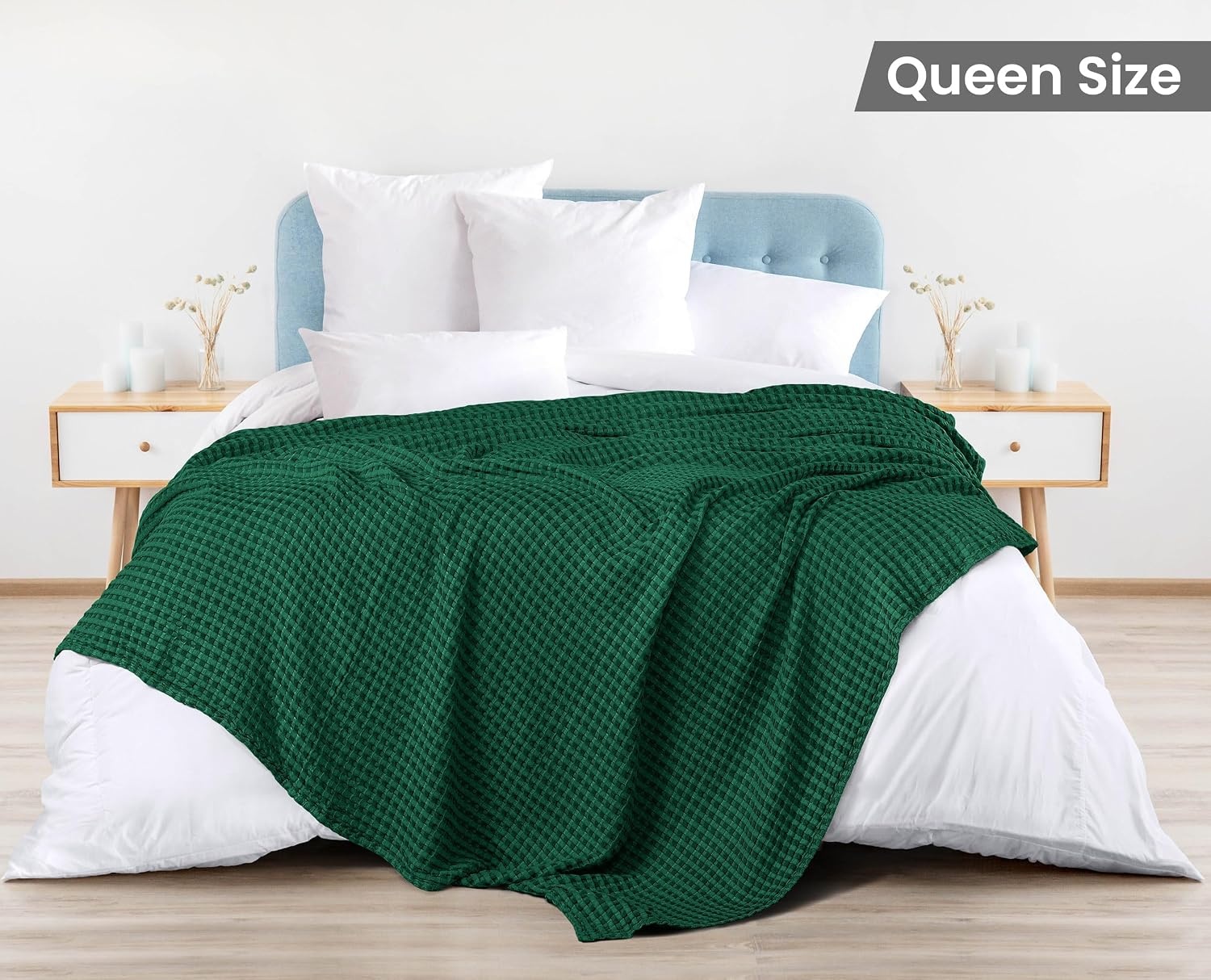 image:imageUtopia Bedding 100 Baumwolle Waffeldecke Kuschedecke 300 GSM Anthrazitgrau 274 x 228 cm weiche leichte atmungsaktive tagesdecke Sofa amp Couch berwurf fr alle JahreszeitenWaldgrn