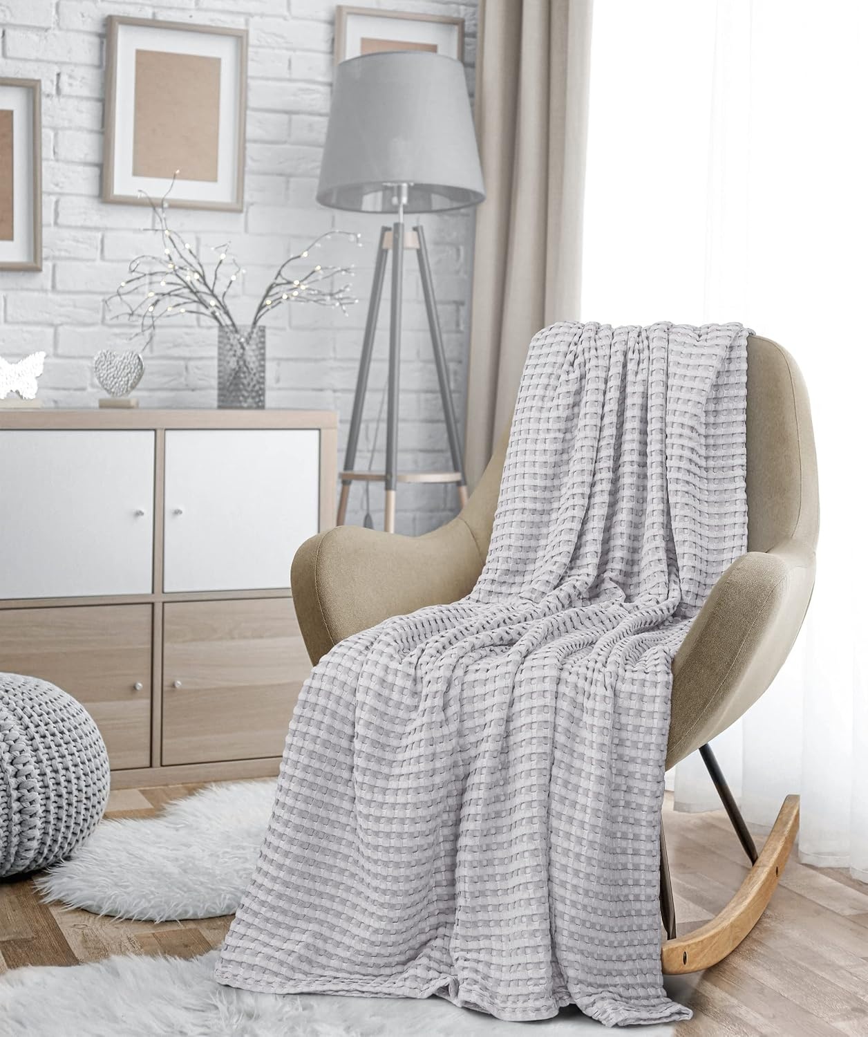 image:imageUtopia Bedding 100 Baumwolle Waffeldecke Kuschedecke 300 GSM Anthrazitgrau 274 x 228 cm weiche leichte atmungsaktive tagesdecke Sofa amp Couch berwurf fr alle JahreszeitenSilber