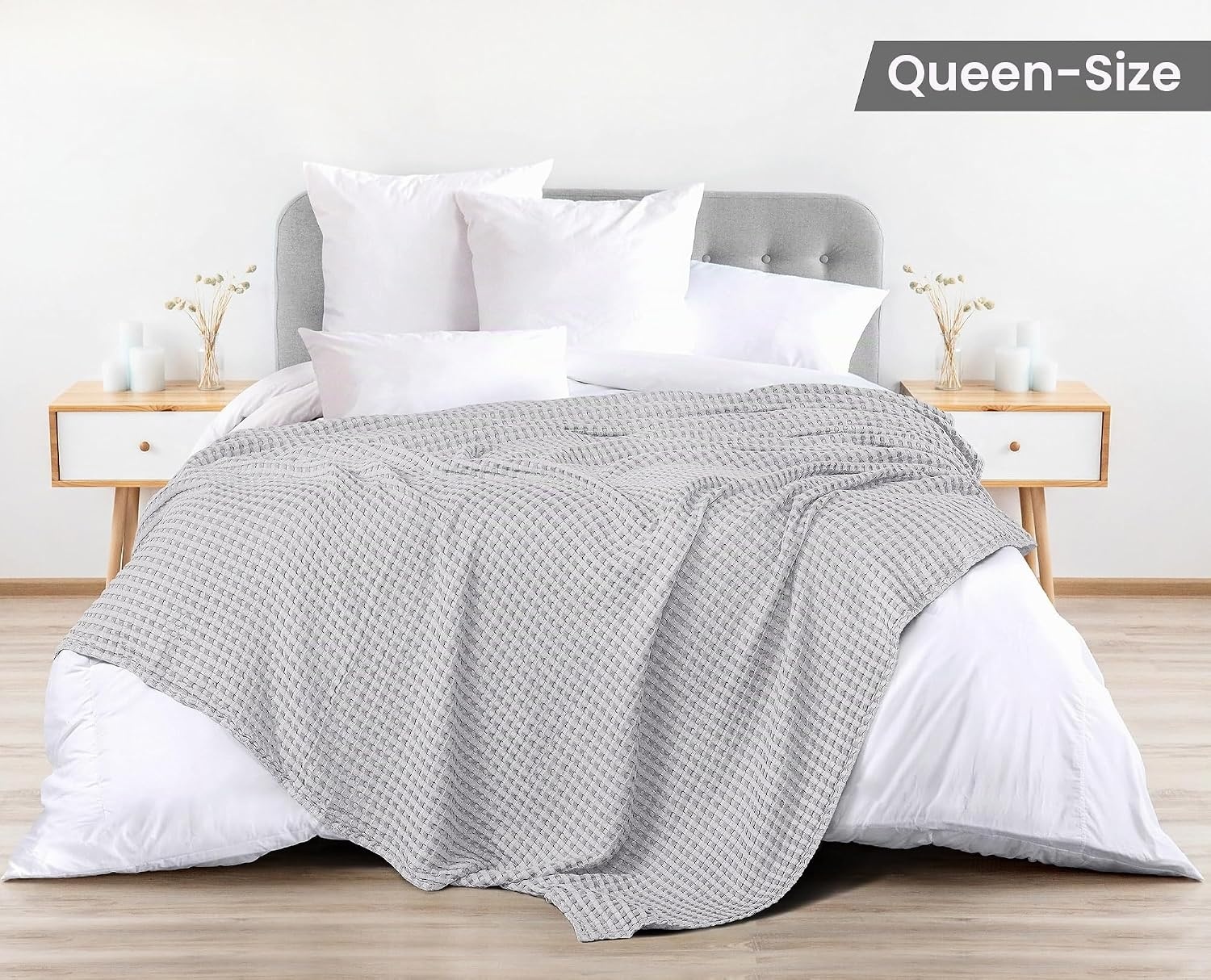 image:imageUtopia Bedding 100 Baumwolle Waffeldecke Kuschedecke 300 GSM Anthrazitgrau 274 x 228 cm weiche leichte atmungsaktive tagesdecke Sofa amp Couch berwurf fr alle JahreszeitenSilber