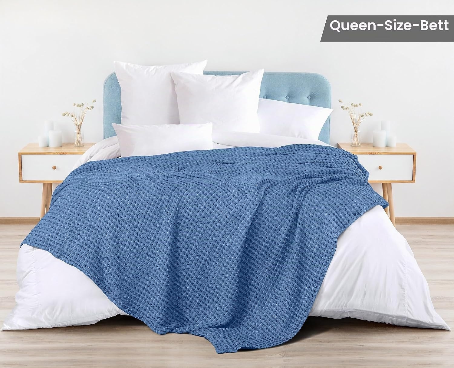 image:imageUtopia Bedding 100 Baumwolle Waffeldecke Kuschedecke 300 GSM Anthrazitgrau 274 x 228 cm weiche leichte atmungsaktive tagesdecke Sofa amp Couch berwurf fr alle JahreszeitenWedgewood