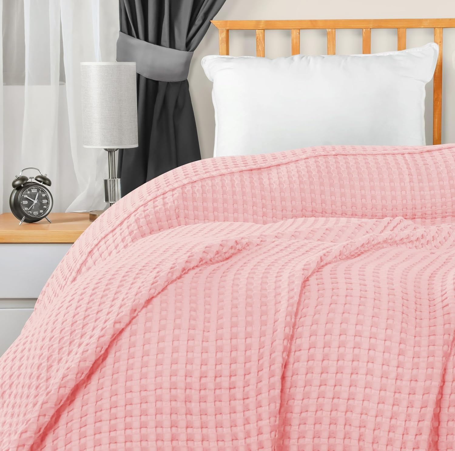 image:imageUtopia Bedding 100 Baumwolle Waffeldecke Kuschedecke 300 GSM Anthrazitgrau 274 x 228 cm weiche leichte atmungsaktive tagesdecke Sofa amp Couch berwurf fr alle JahreszeitenRosa