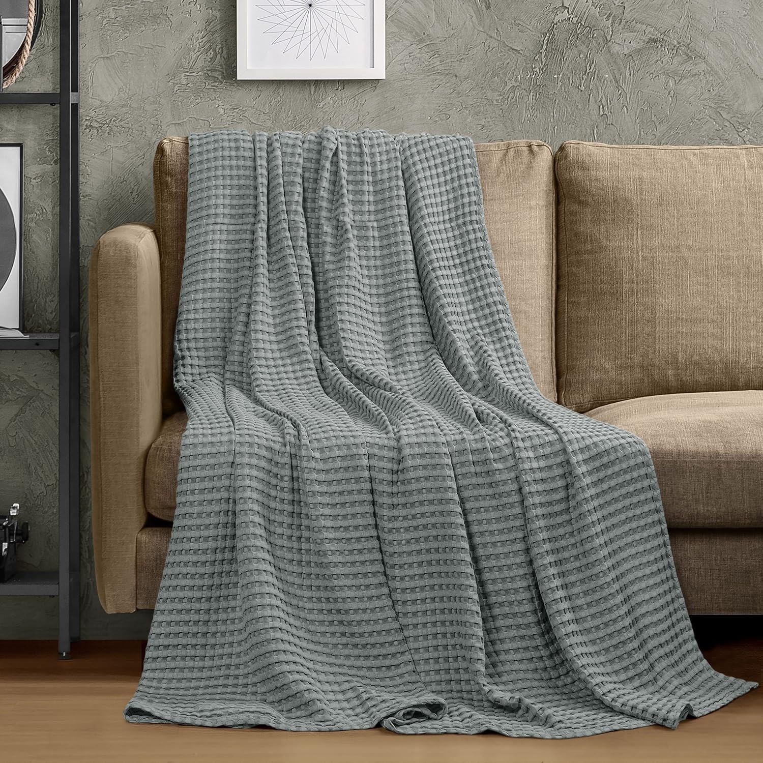 image:imageUtopia Bedding 100 Baumwolle Waffeldecke Kuschedecke 300 GSM Anthrazitgrau 274 x 228 cm weiche leichte atmungsaktive tagesdecke Sofa amp Couch berwurf fr alle JahreszeitenKhles Grau