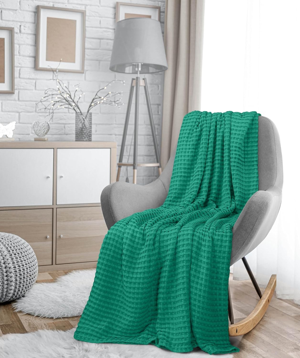 image:imageUtopia Bedding 100 Baumwolle Waffeldecke Kuschedecke 300 GSM Anthrazitgrau 274 x 228 cm weiche leichte atmungsaktive tagesdecke Sofa amp Couch berwurf fr alle JahreszeitenSmaragdrn