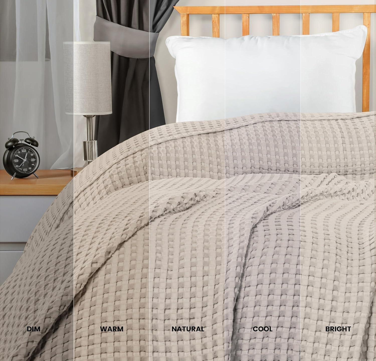 image:imageUtopia Bedding 100 Baumwolle Waffeldecke Kuschedecke 300 GSM Anthrazitgrau 274 x 228 cm weiche leichte atmungsaktive tagesdecke Sofa amp Couch berwurf fr alle JahreszeitenKhaki