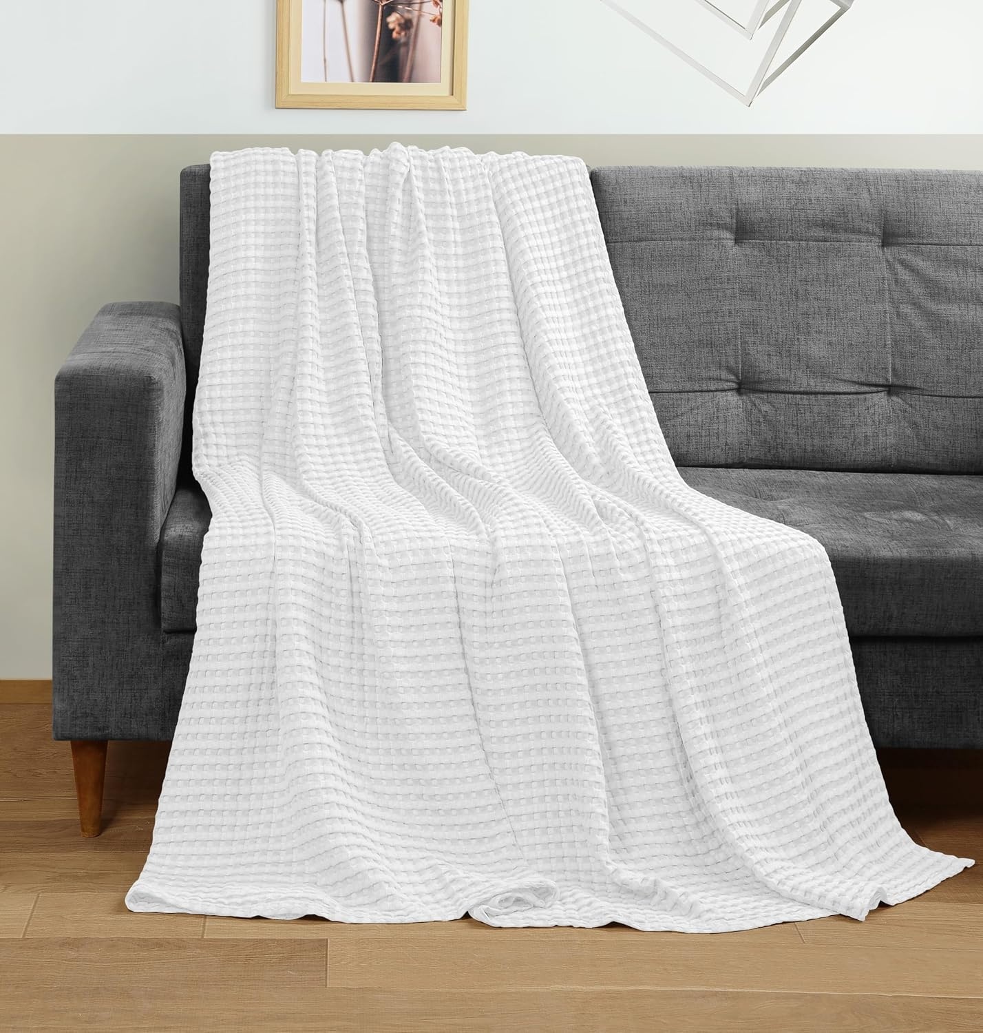 image:imageUtopia Bedding 100 Baumwolle Waffeldecke Kuschedecke 300 GSM Anthrazitgrau 274 x 228 cm weiche leichte atmungsaktive tagesdecke Sofa amp Couch berwurf fr alle JahreszeitenWei