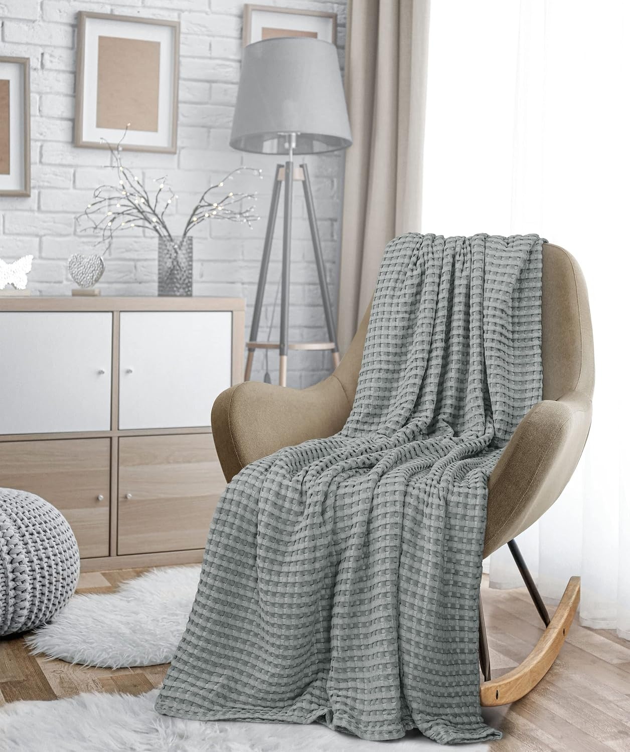 image:imageUtopia Bedding 100 Baumwolle Waffeldecke Kuschedecke 300 GSM Anthrazitgrau 274 x 228 cm weiche leichte atmungsaktive tagesdecke Sofa amp Couch berwurf fr alle JahreszeitenKhles Grau
