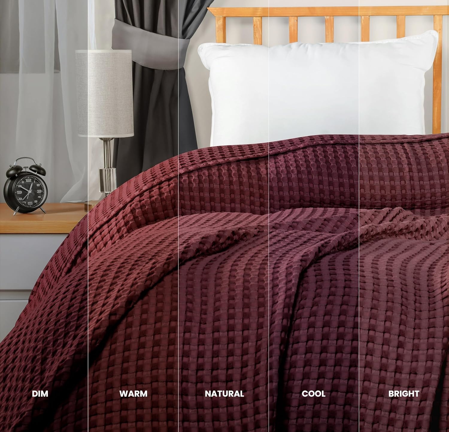 image:imageUtopia Bedding 100 Baumwolle Waffeldecke Kuschedecke 300 GSM Anthrazitgrau 274 x 228 cm weiche leichte atmungsaktive tagesdecke Sofa amp Couch berwurf fr alle JahreszeitenBurgund