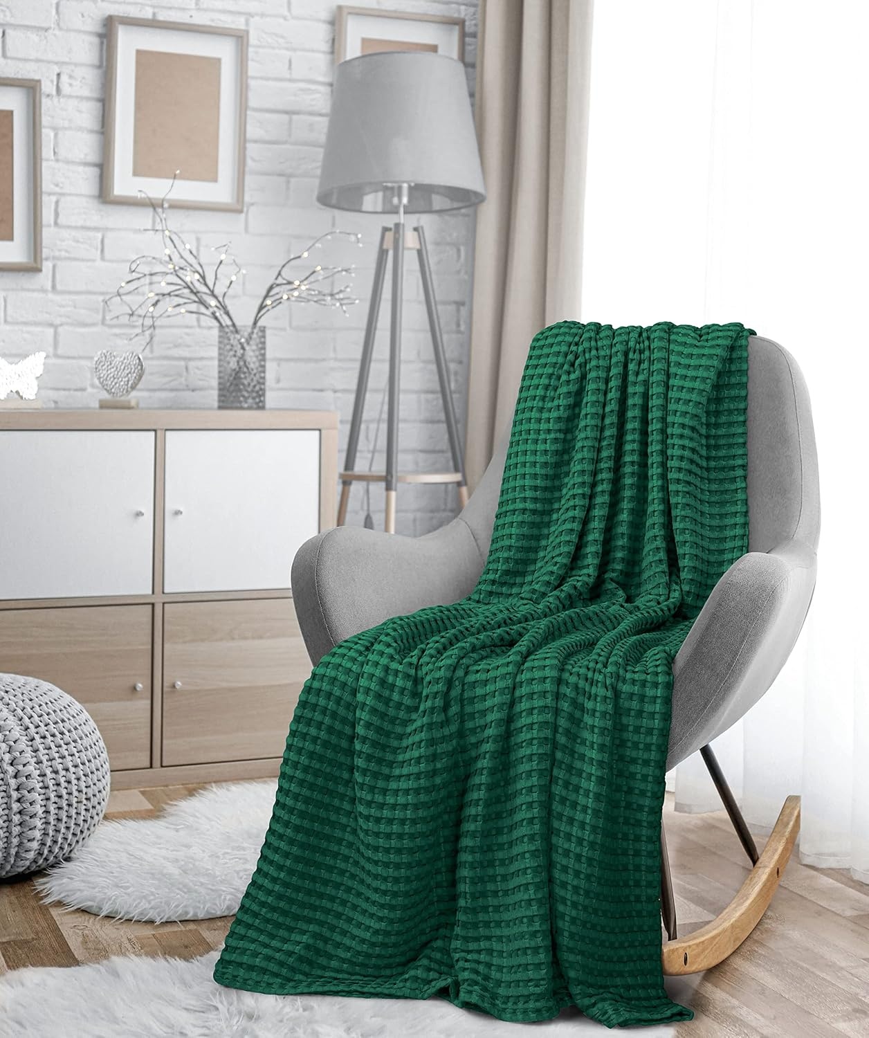 image:imageUtopia Bedding 100 Baumwolle Waffeldecke Kuschedecke 300 GSM Anthrazitgrau 274 x 228 cm weiche leichte atmungsaktive tagesdecke Sofa amp Couch berwurf fr alle JahreszeitenWaldgrn