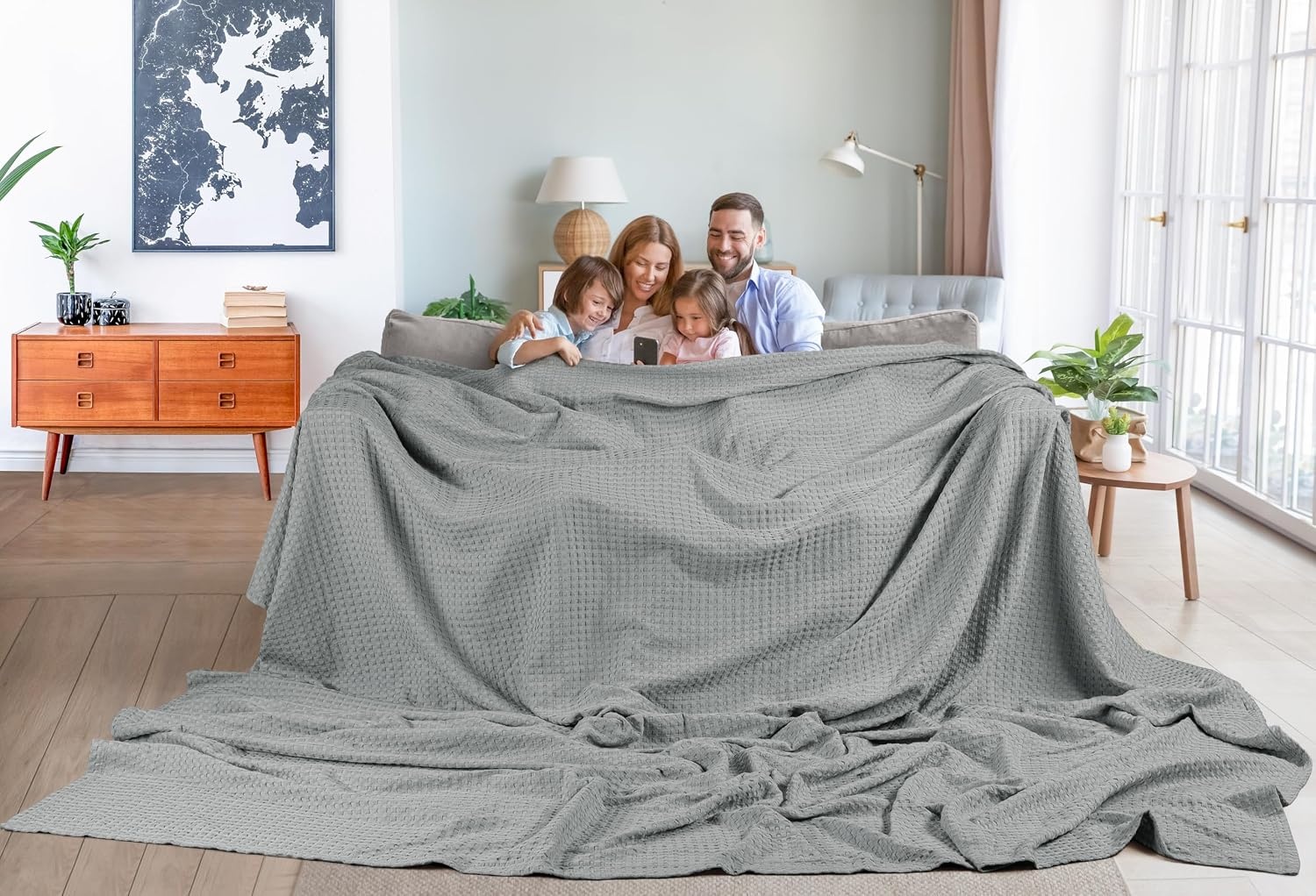 image:imageUtopia Bedding 100 Baumwolle Waffeldecke Kuschedecke 300 GSM Anthrazitgrau 274 x 228 cm weiche leichte atmungsaktive tagesdecke Sofa amp Couch berwurf fr alle JahreszeitenKhles Grau