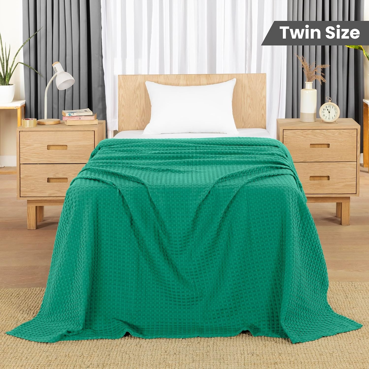 image:imageUtopia Bedding 100 Baumwolle Waffeldecke Kuschedecke 300 GSM Anthrazitgrau 274 x 228 cm weiche leichte atmungsaktive tagesdecke Sofa amp Couch berwurf fr alle JahreszeitenSmaragdgrn