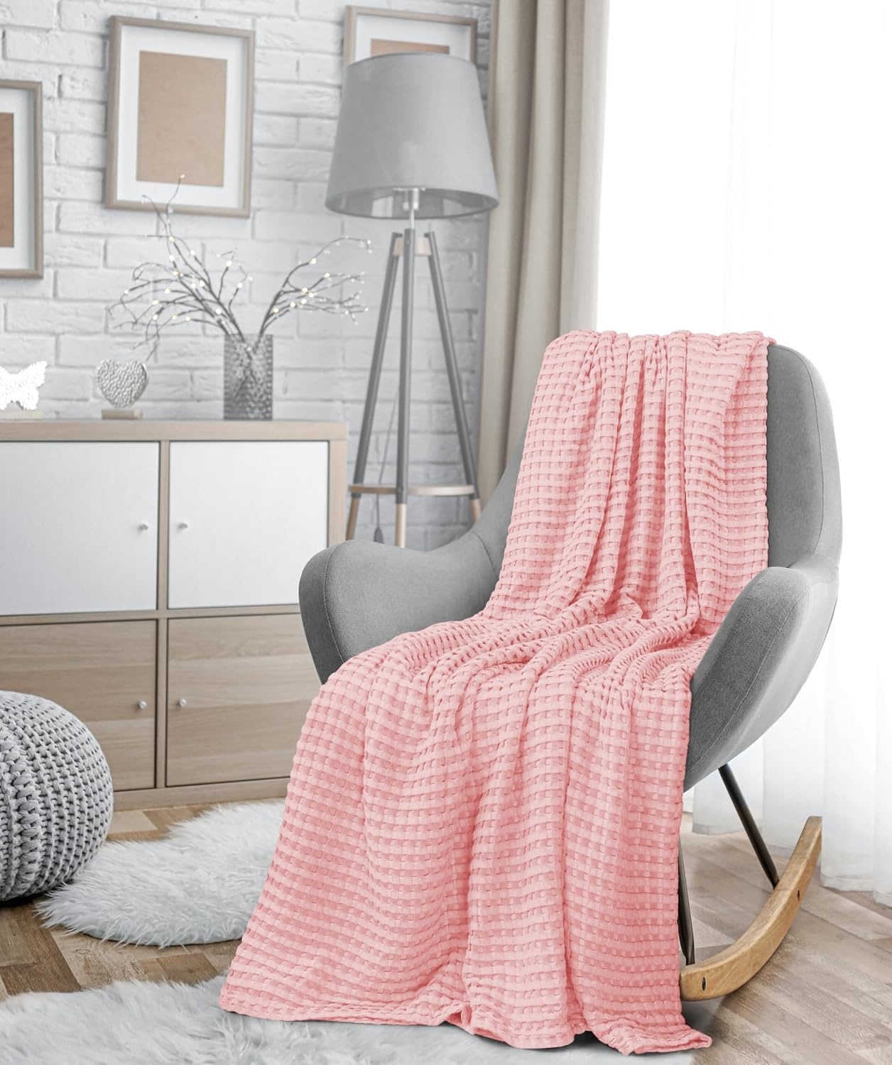image:imageUtopia Bedding 100 Baumwolle Waffeldecke Kuschedecke 300 GSM Anthrazitgrau 274 x 228 cm weiche leichte atmungsaktive tagesdecke Sofa amp Couch berwurf fr alle JahreszeitenRosa