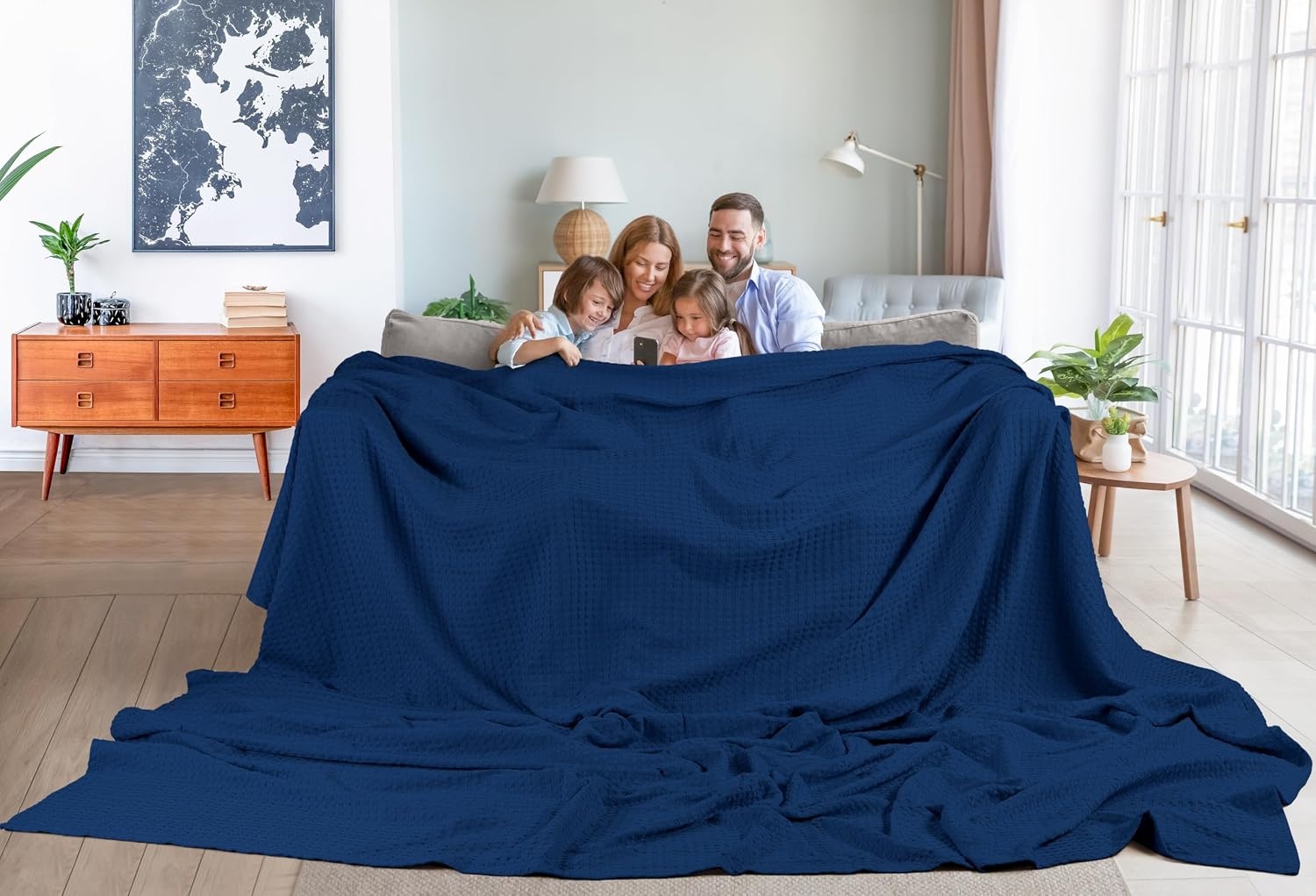 image:imageUtopia Bedding 100 Baumwolle Waffeldecke Kuschedecke 300 GSM Anthrazitgrau 274 x 228 cm weiche leichte atmungsaktive tagesdecke Sofa amp Couch berwurf fr alle JahreszeitenMarine