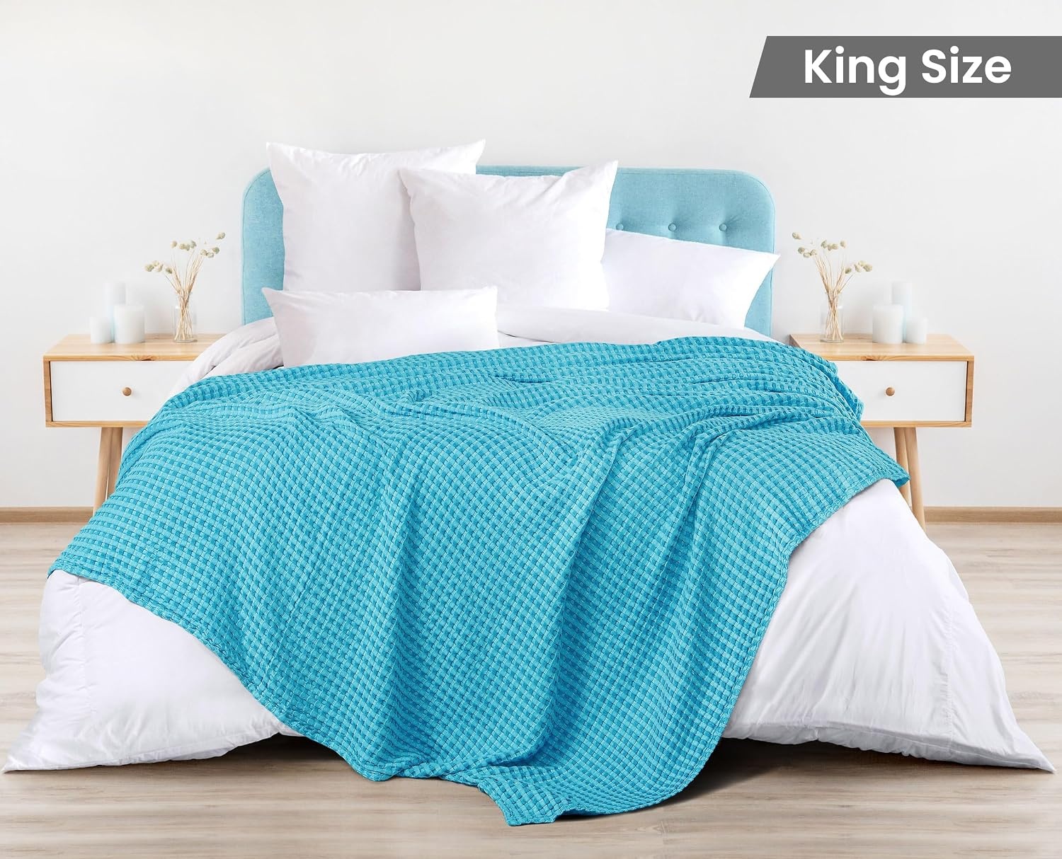 image:imageUtopia Bedding 100 Baumwolle Waffeldecke Kuschedecke 300 GSM Anthrazitgrau 274 x 228 cm weiche leichte atmungsaktive tagesdecke Sofa amp Couch berwurf fr alle JahreszeitenBlaugrn