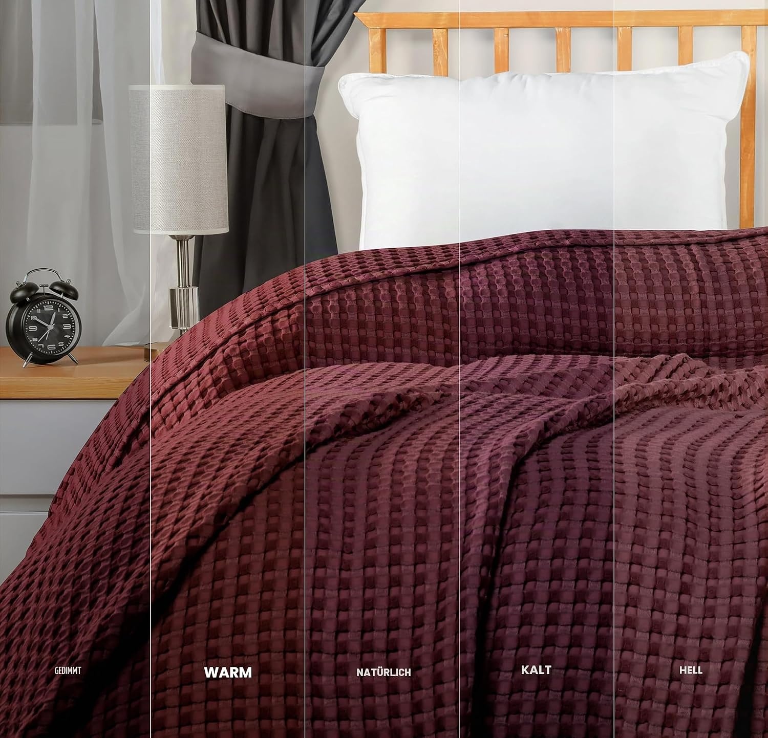 image:imageUtopia Bedding 100 Baumwolle Waffeldecke Kuschedecke 300 GSM Anthrazitgrau 274 x 228 cm weiche leichte atmungsaktive tagesdecke Sofa amp Couch berwurf fr alle JahreszeitenBordeaux