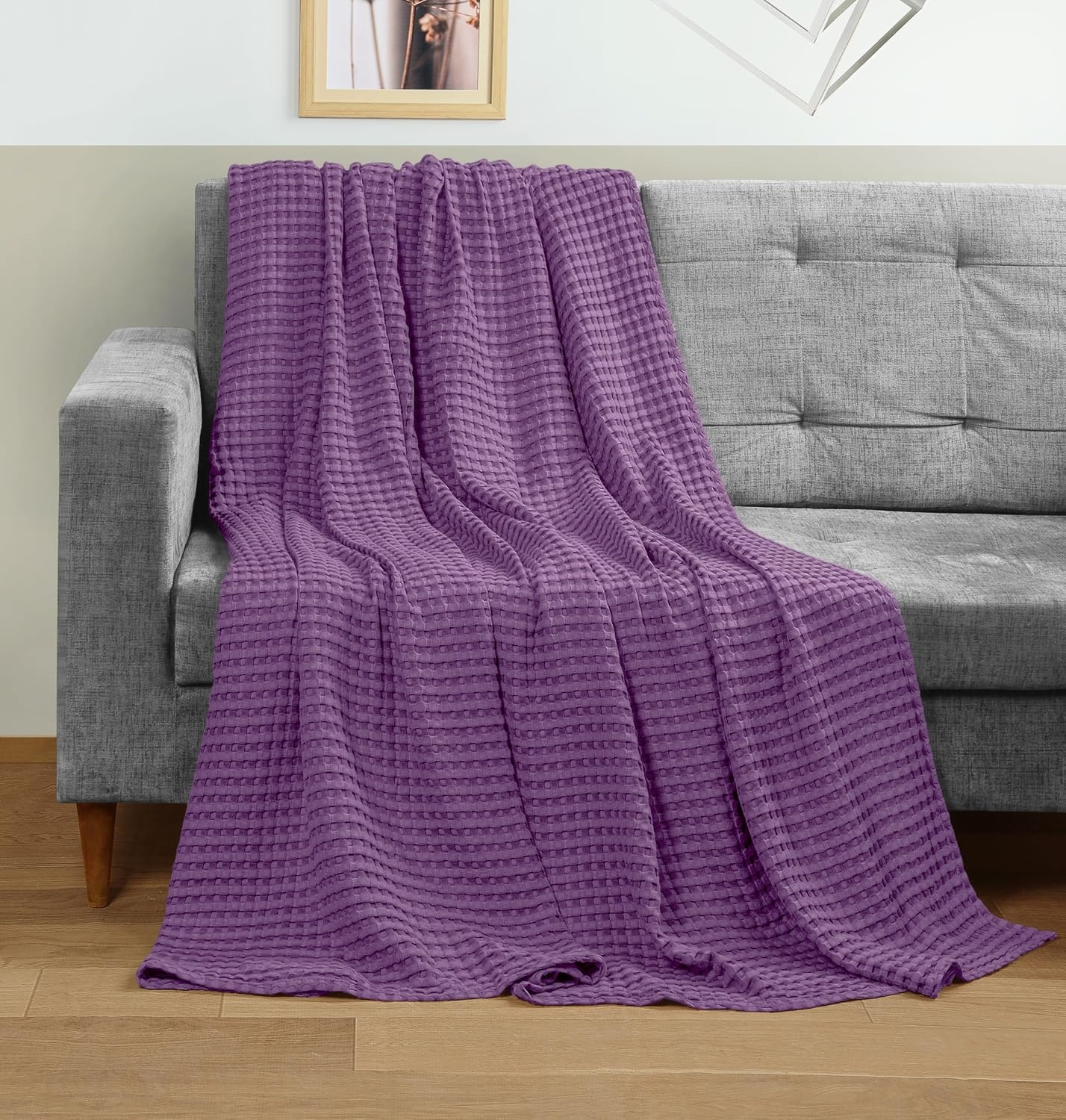 image:imageUtopia Bedding 100 Baumwolle Waffeldecke Kuschedecke 300 GSM Anthrazitgrau 274 x 228 cm weiche leichte atmungsaktive tagesdecke Sofa amp Couch berwurf fr alle JahreszeitenPflaume