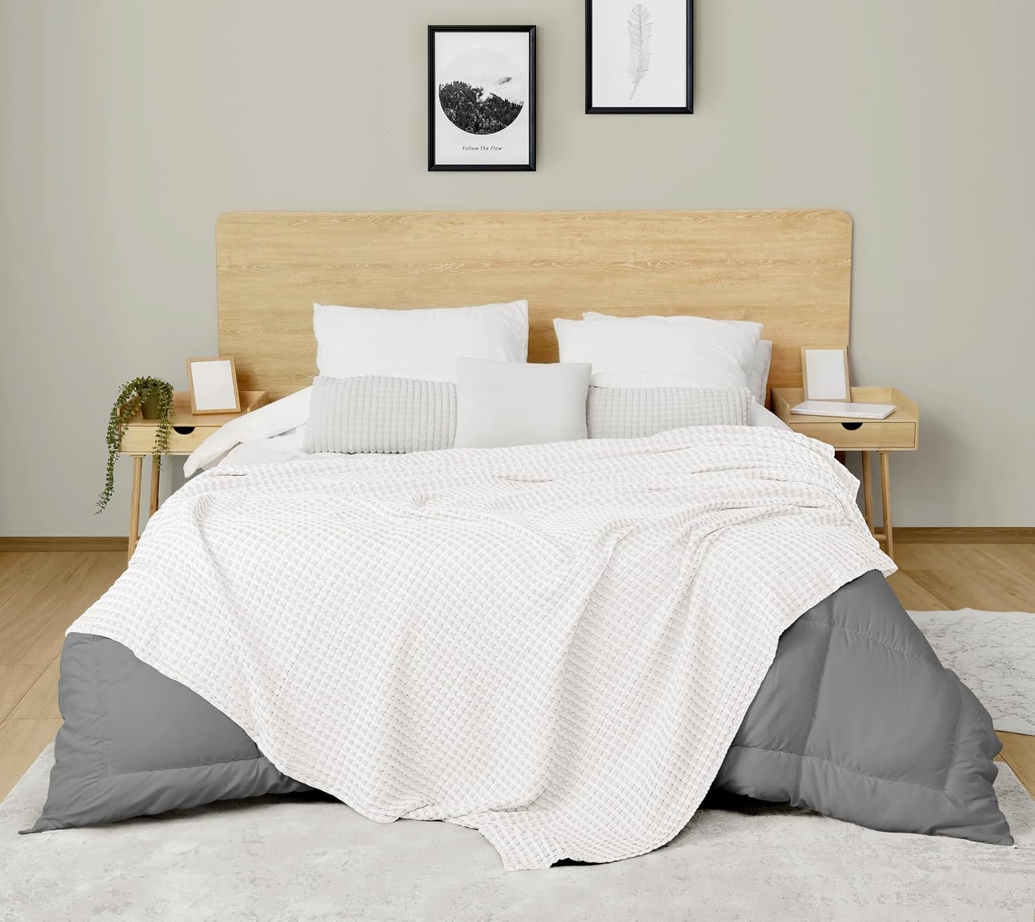 image:imageUtopia Bedding 100 Baumwolle Waffeldecke Kuschedecke 300 GSM Anthrazitgrau 274 x 228 cm weiche leichte atmungsaktive tagesdecke Sofa amp Couch berwurf fr alle JahreszeitenWei