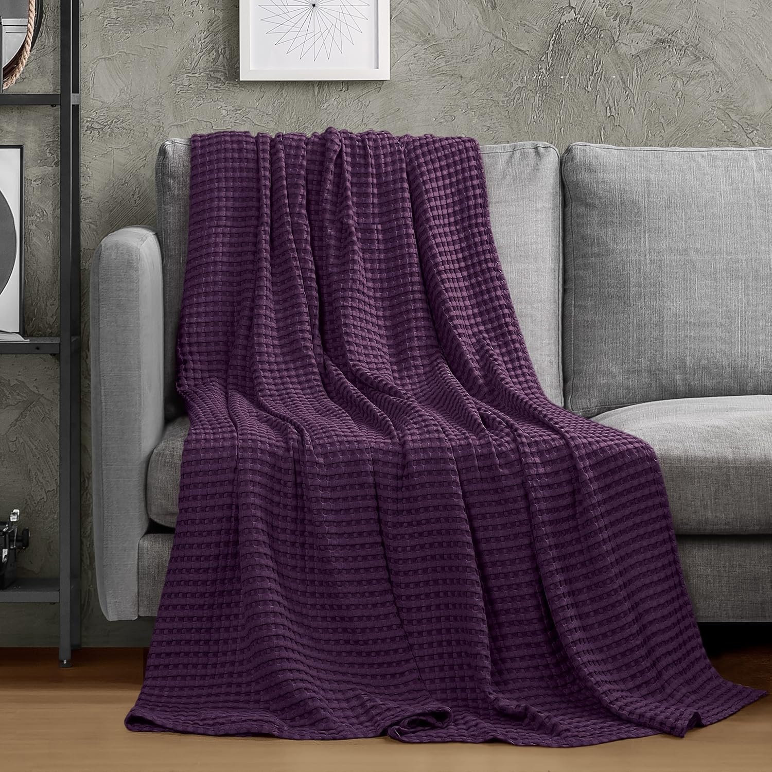 image:imageUtopia Bedding 100 Baumwolle Waffeldecke Kuschedecke 300 GSM Anthrazitgrau 274 x 228 cm weiche leichte atmungsaktive tagesdecke Sofa amp Couch berwurf fr alle JahreszeitenPflaume