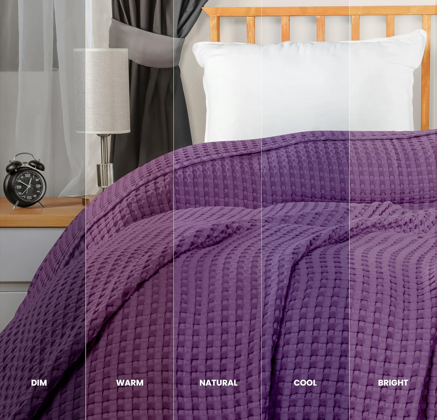 image:imageUtopia Bedding 100 Baumwolle Waffeldecke Kuschedecke 300 GSM Anthrazitgrau 274 x 228 cm weiche leichte atmungsaktive tagesdecke Sofa amp Couch berwurf fr alle JahreszeitenPflaume