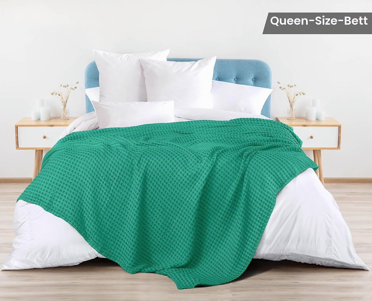 image:imageUtopia Bedding 100 Baumwolle Waffeldecke Kuschedecke 300 GSM Anthrazitgrau 274 x 228 cm weiche leichte atmungsaktive tagesdecke Sofa amp Couch berwurf fr alle JahreszeitenSmaragdrn