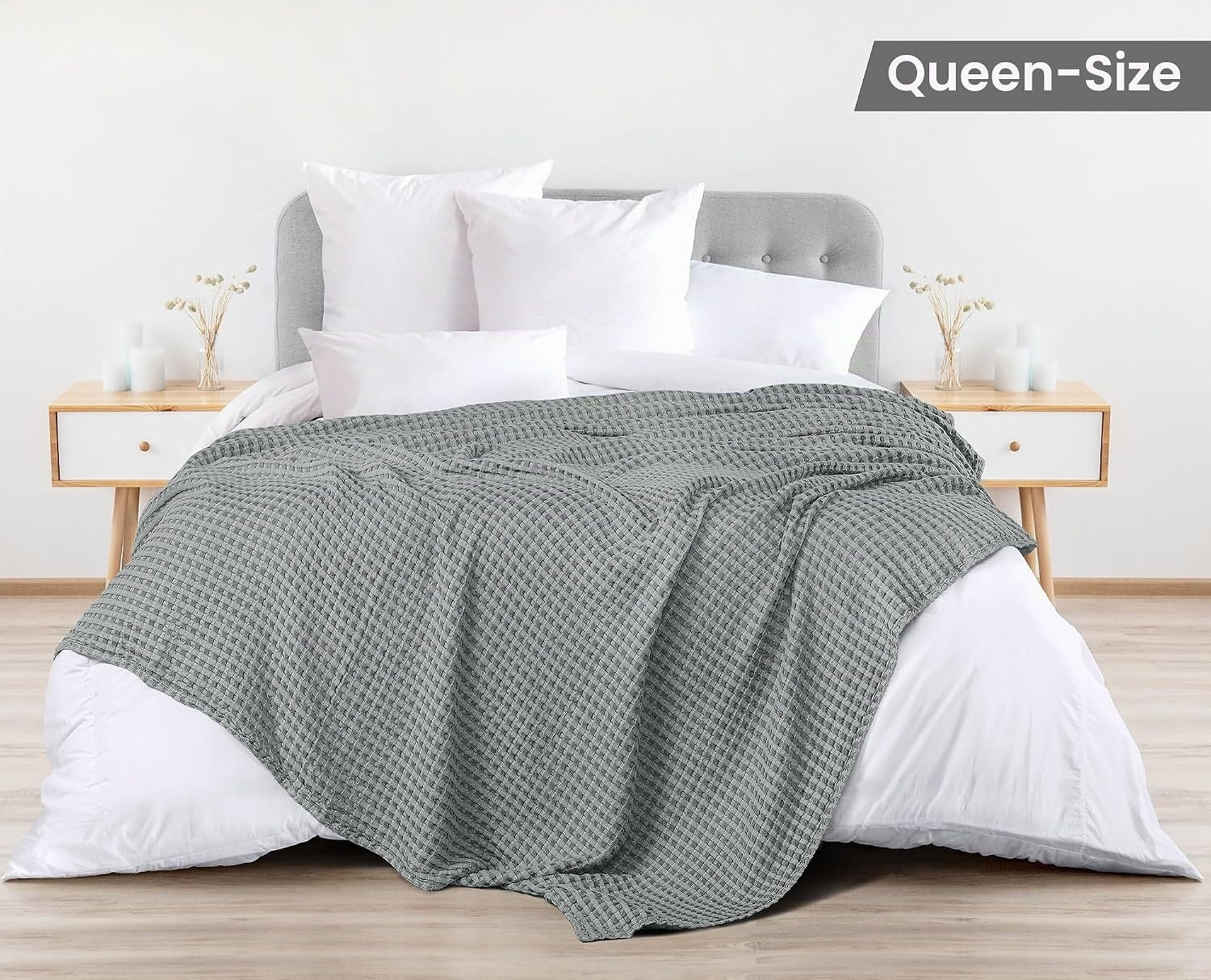 image:imageUtopia Bedding 100 Baumwolle Waffeldecke Kuschedecke 300 GSM Anthrazitgrau 274 x 228 cm weiche leichte atmungsaktive tagesdecke Sofa amp Couch berwurf fr alle JahreszeitenKhles Grau