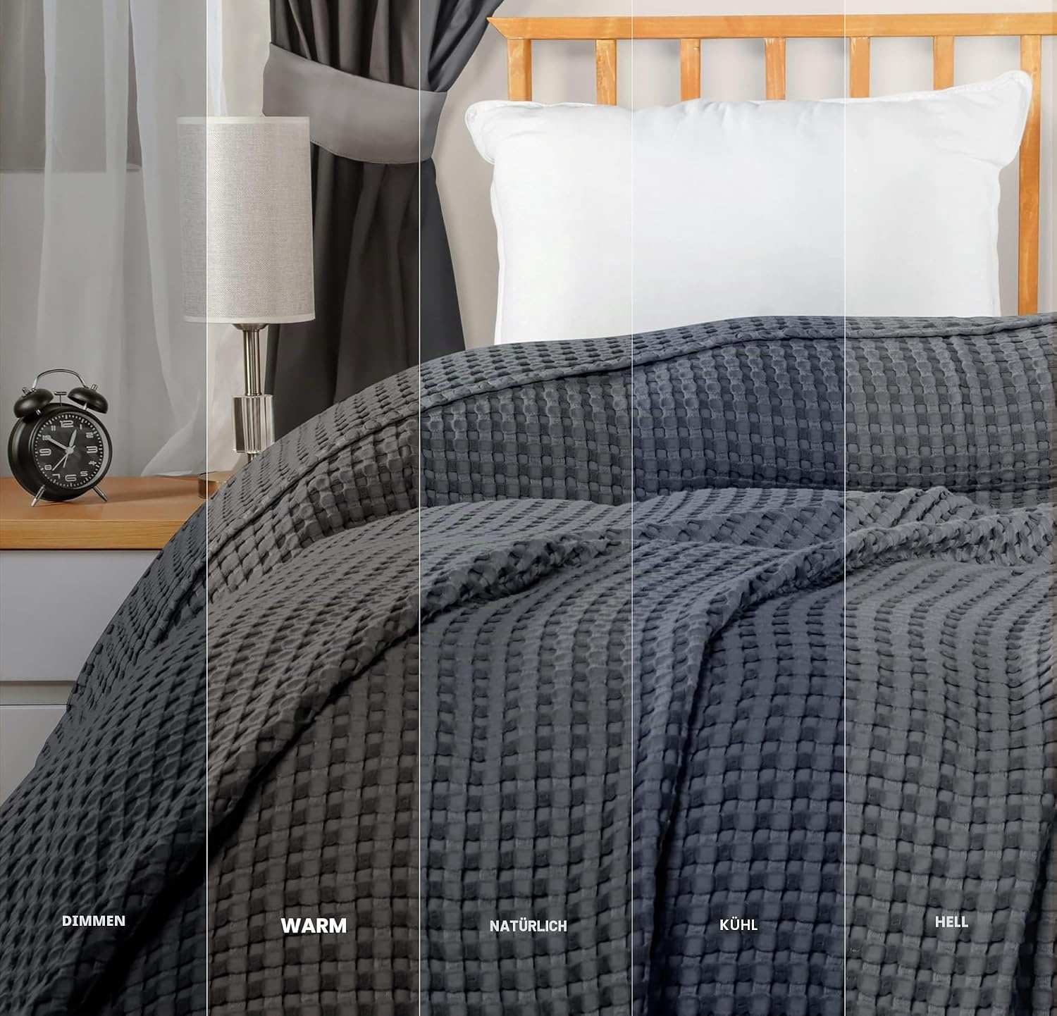 image:imageUtopia Bedding 100 Baumwolle Waffeldecke Kuschedecke 300 GSM Anthrazitgrau 274 x 228 cm weiche leichte atmungsaktive tagesdecke Sofa amp Couch berwurf fr alle JahreszeitenAnthrazit